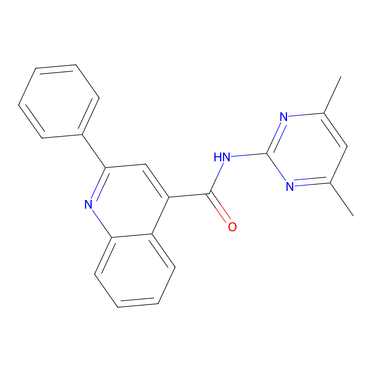 N-(4,6-dimethylpyrimidin-2-yl)-2-phenylquinoline-4-carboxamide molecular structure, CAS 349440-91-1