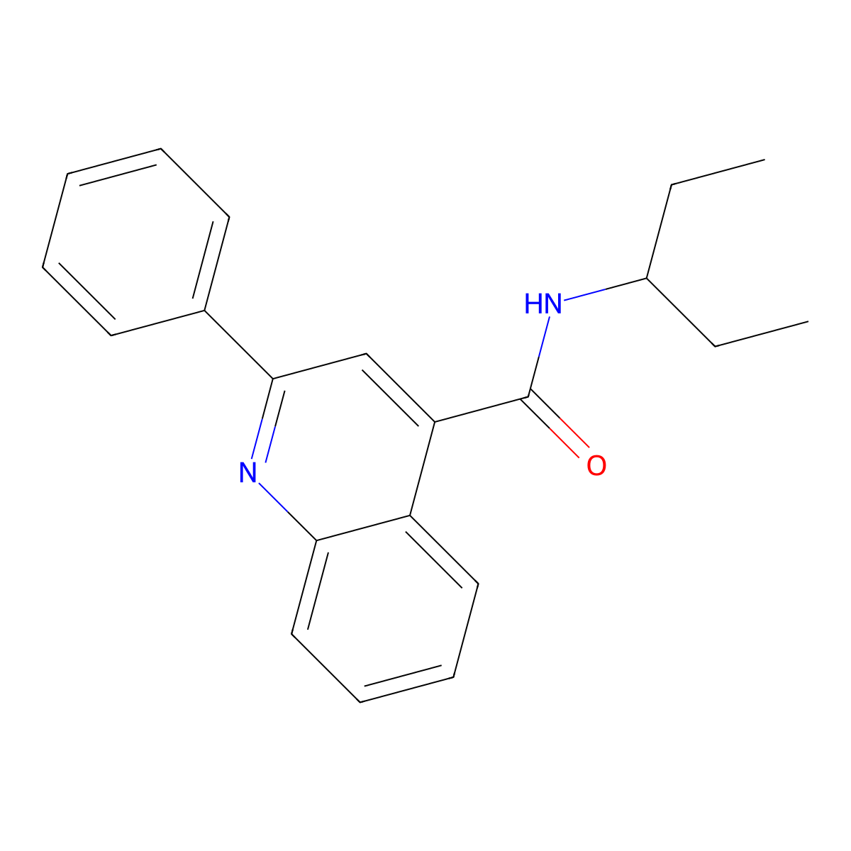 N-(pentan-3-yl)-2-phenylquinoline-4-carboxamide molecular structure, CAS 349440-96-6