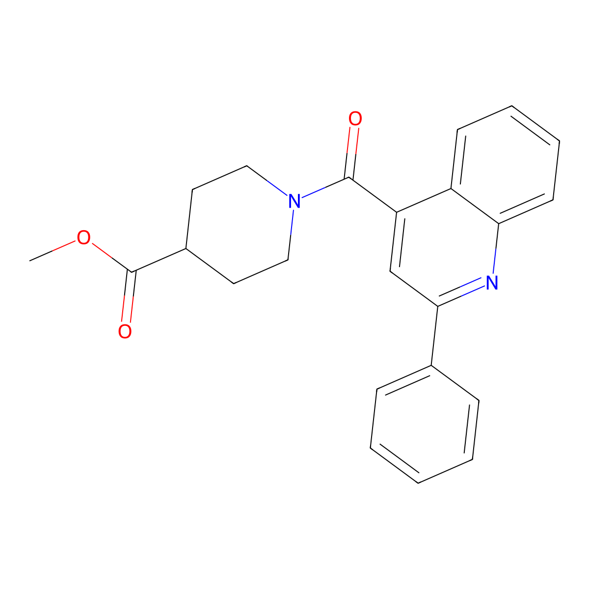 Methyl 1-(2-phenylquinoline-4-carbonyl)piperidine-4-carboxylate molecular structure, CAS 349440-98-8