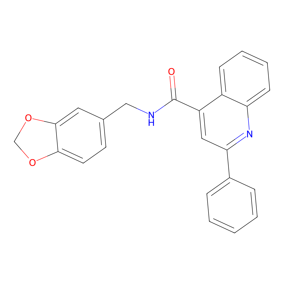 N-(1,3-benzodioxol-5-ylmethyl)-2-phenylquinoline-4-carboxamide molecular structure, CAS 349440-99-9
