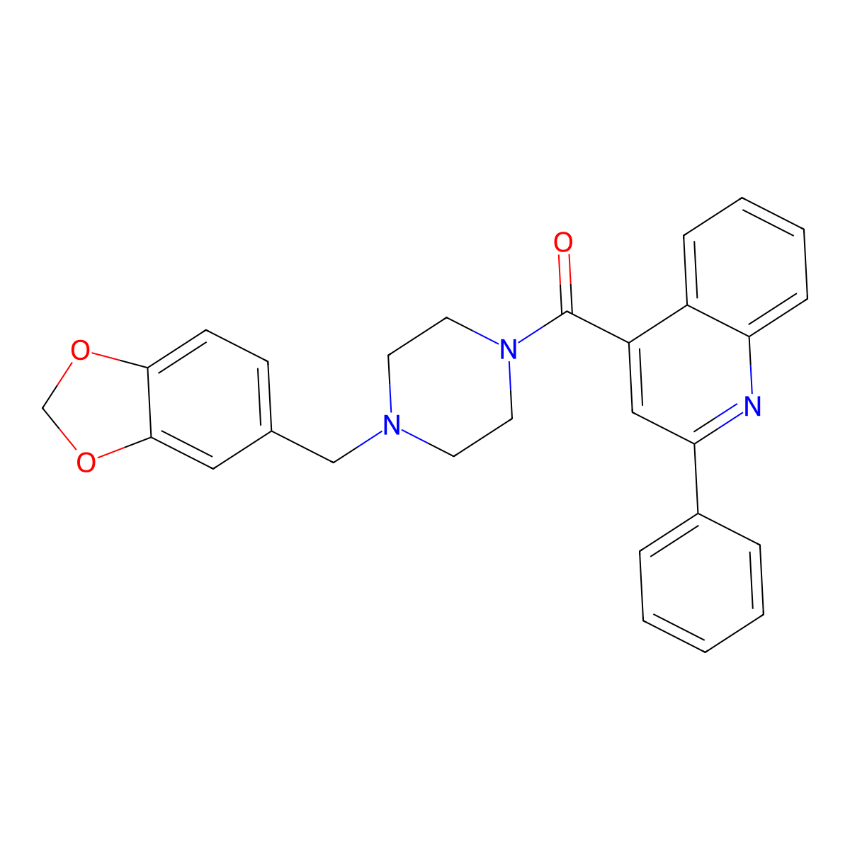 [4-(1,3-Benzodioxol-5-ylmethyl)piperazin-1-yl]-(2-phenylquinolin-4-yl)methanone molecular structure, CAS 349441-01-6