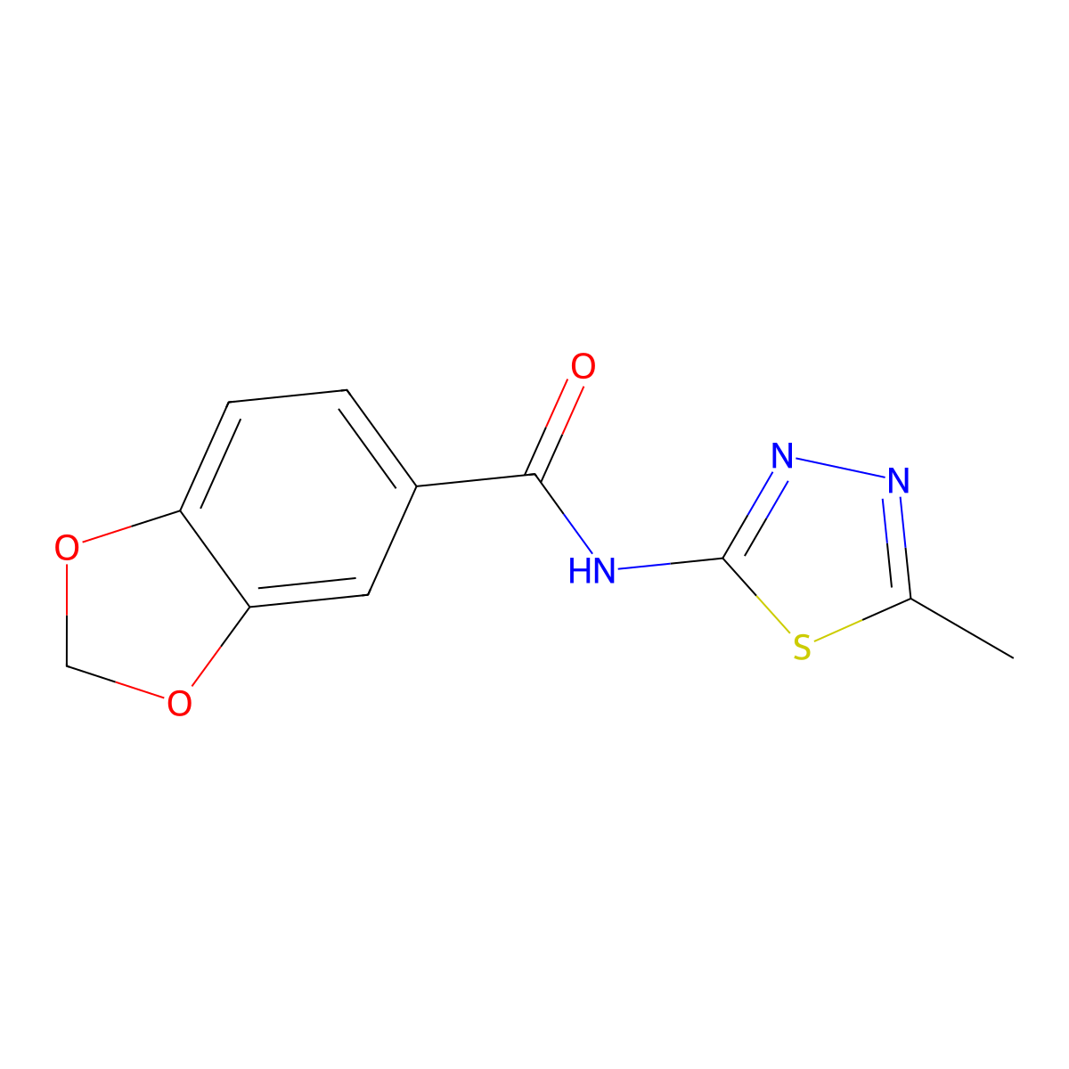 N-(5-methyl-1,3,4-thiadiazol-2-yl)-1,3-benzodioxole-5-carboxamide molecular structure, CAS 349441-06-1