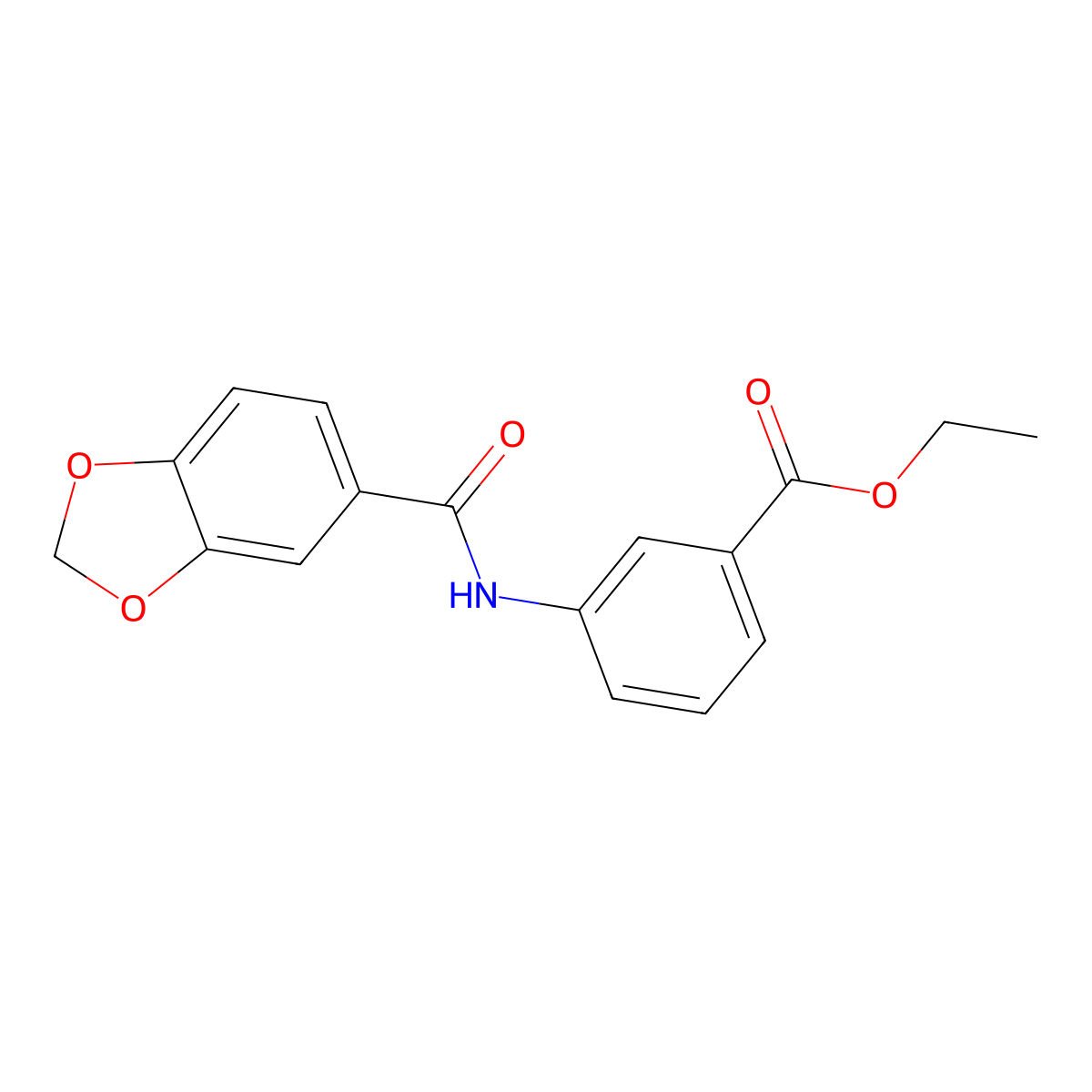 Ethyl 3-[(1,3-benzodioxol-5-ylcarbonyl)amino]benzoate molecular structure, CAS 349441-07-2