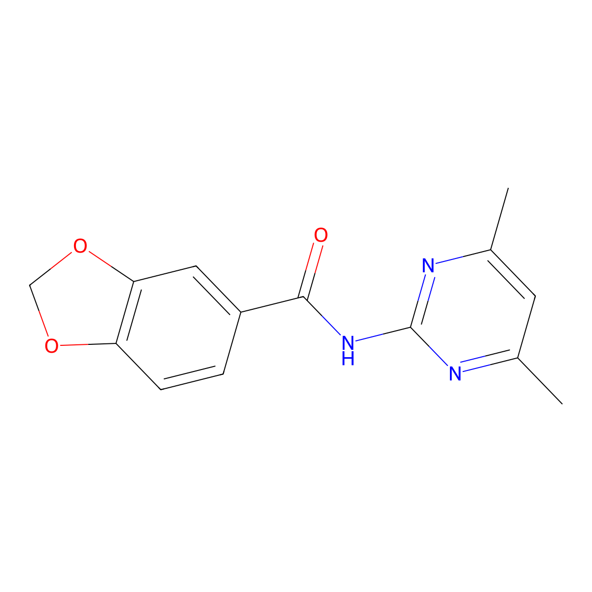 N-(4,6-dimethyl-2-pyrimidinyl)-1,3-benzodioxole-5-carboxamide molecular structure, CAS 349441-08-3