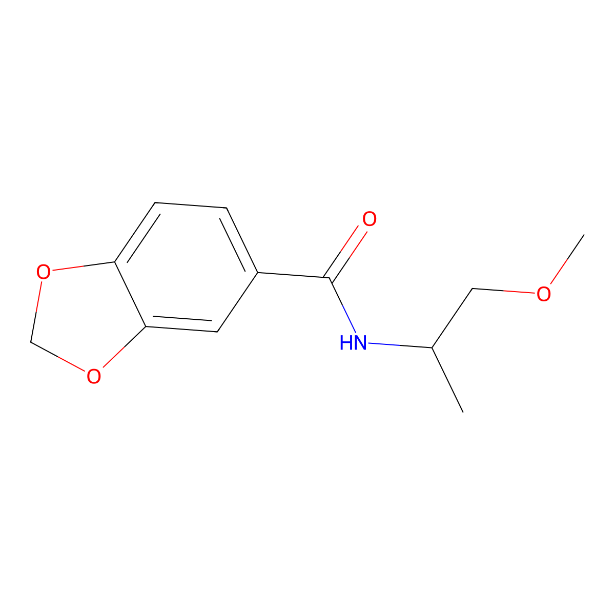 N-(1-methoxypropan-2-yl)-1,3-benzodioxole-5-carboxamide molecular structure, CAS 349441-10-7