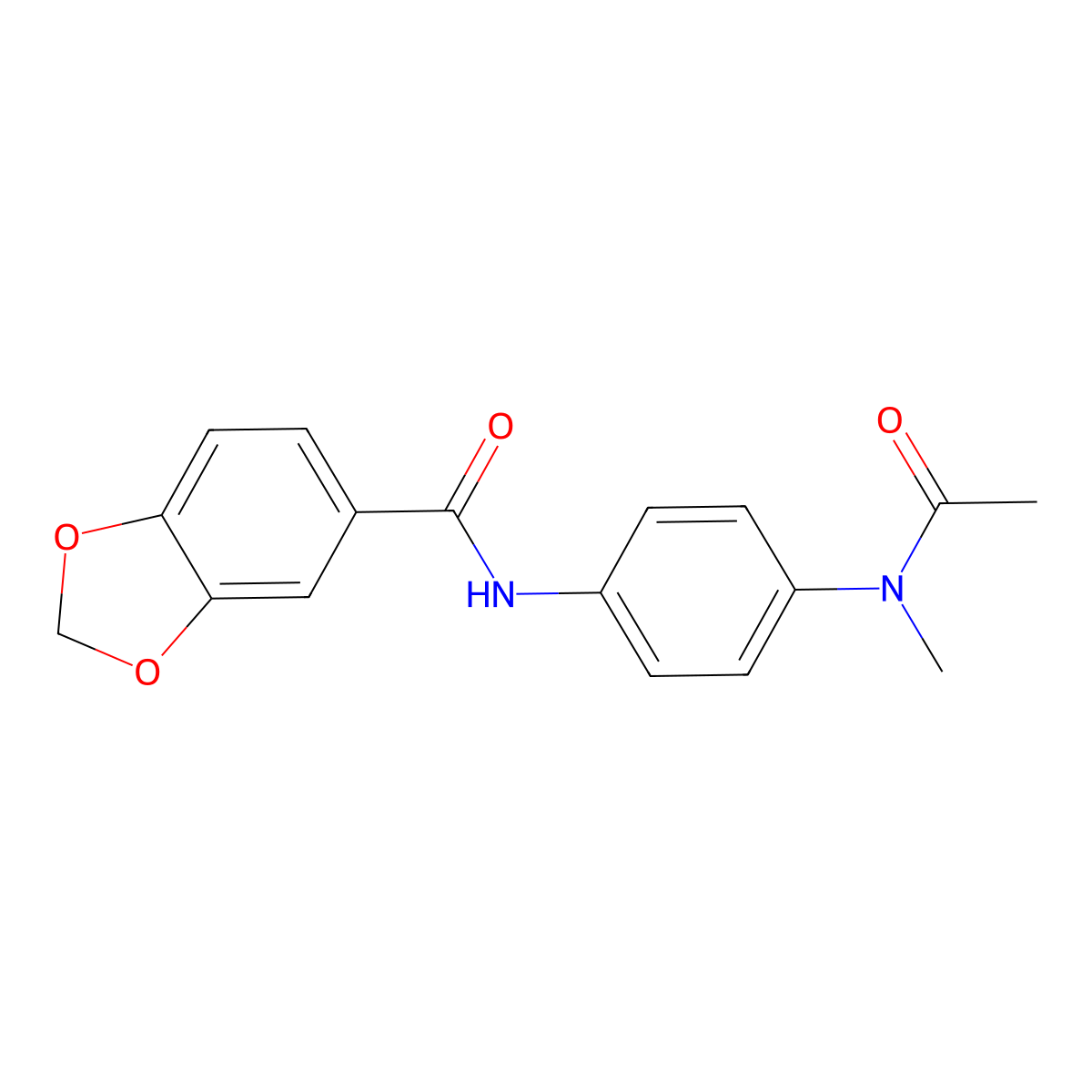 N-[4-[acetyl(methyl)amino]phenyl]-1,3-benzodioxole-5-carboxamide molecular structure, CAS 349441-11-8