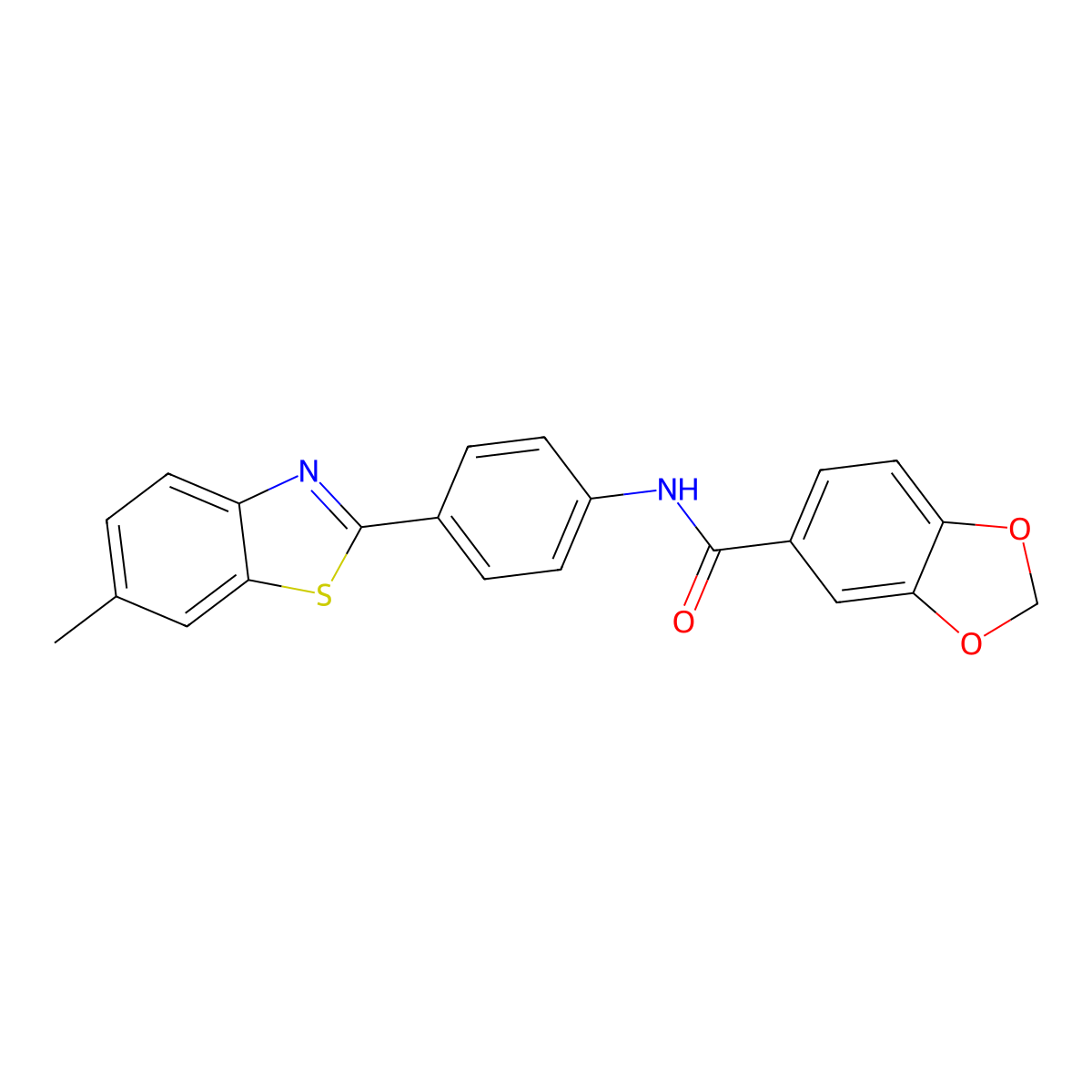 N-[4-(6-methyl-1,3-benzothiazol-2-yl)phenyl]-1,3-benzodioxole-5-carboxamide molecular structure, CAS 349441-18-5
