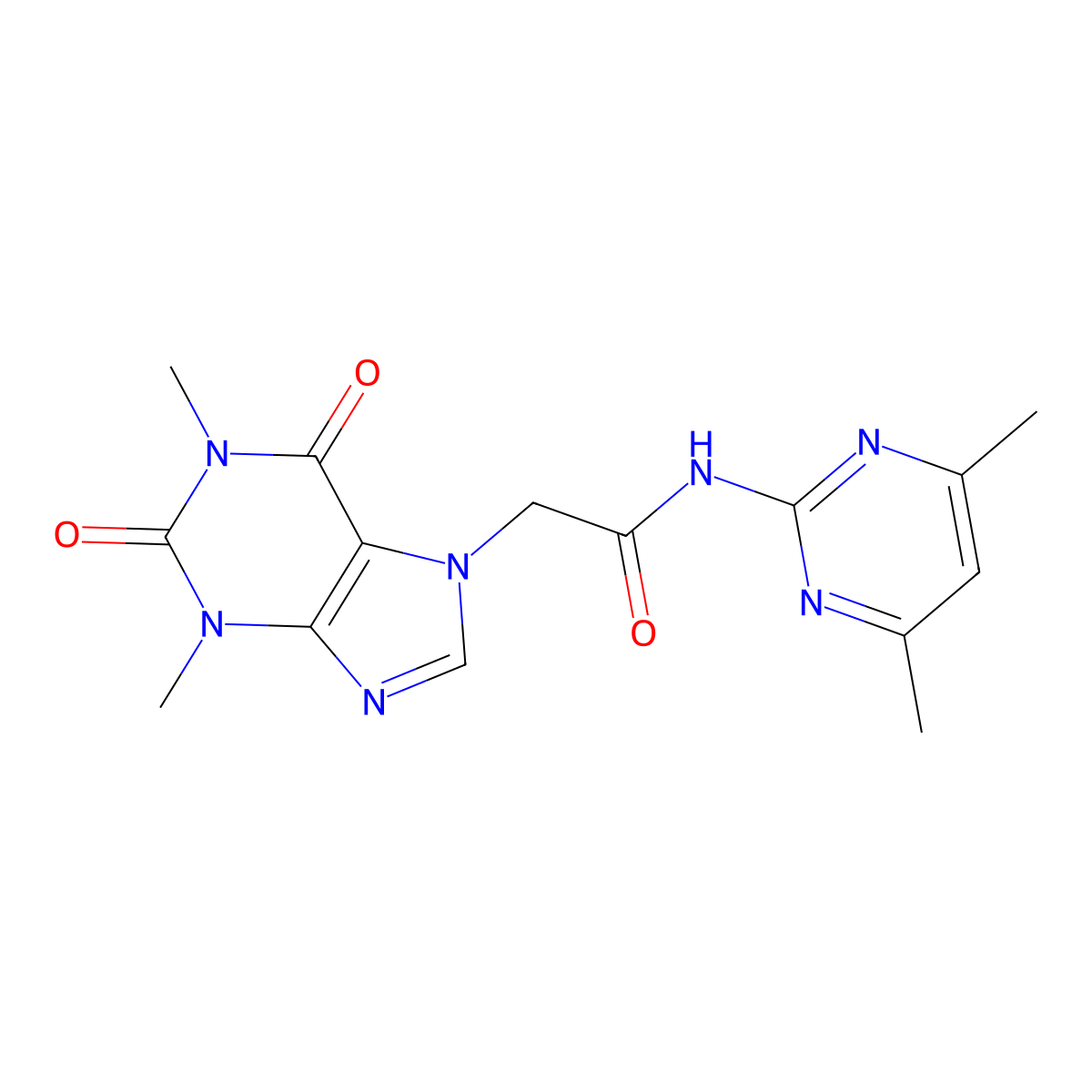 2-(1,3-dimethyl-2,6-dioxopurin-7-yl)-N-(4,6-dimethylpyrimidin-2-yl)acetamide molecular structure, CAS 349441-23-2