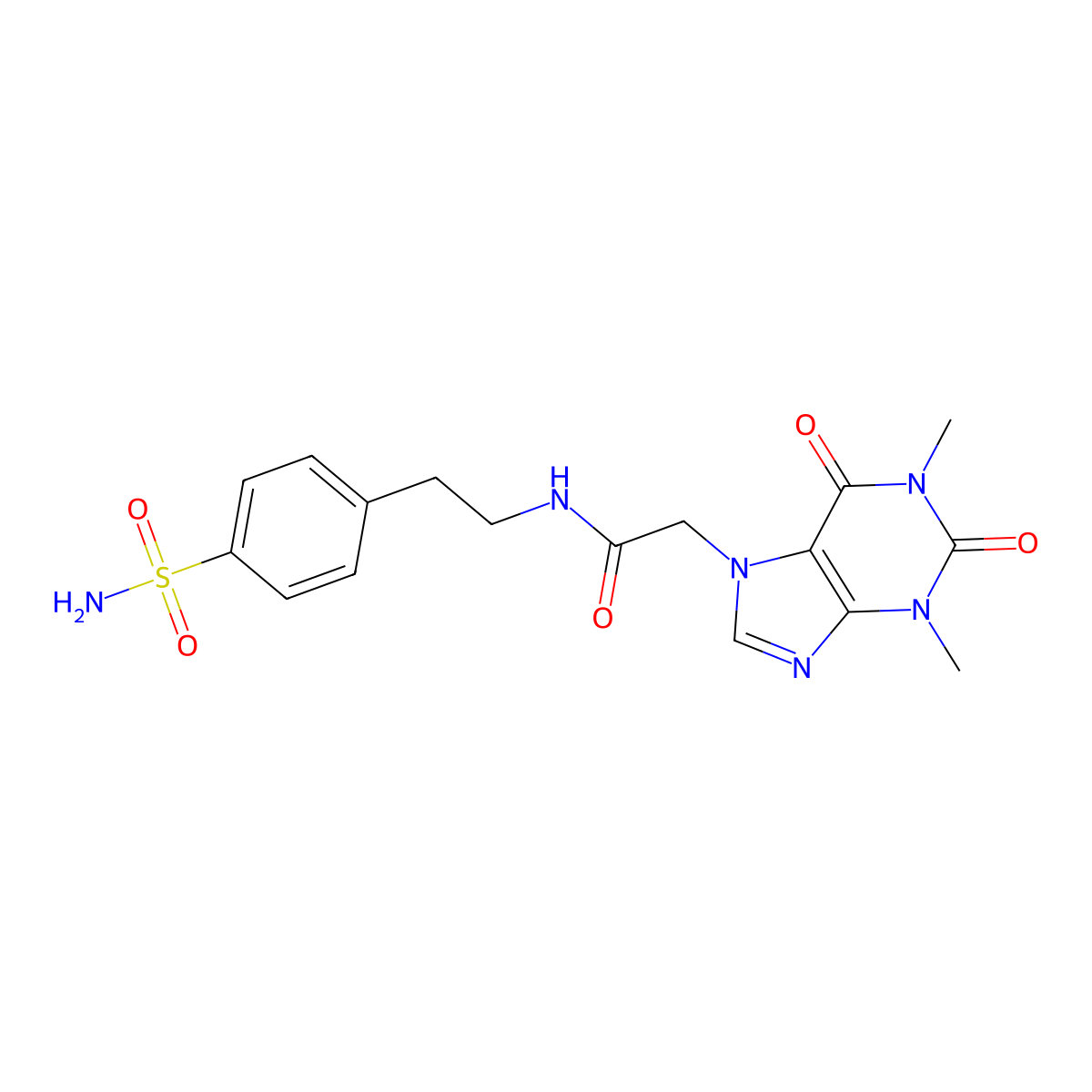 2-(1,3-dimethyl-2,6-dioxopurin-7-yl)-N-[2-(4-sulfamoylphenyl)ethyl]acetamide molecular structure, CAS 349441-24-3