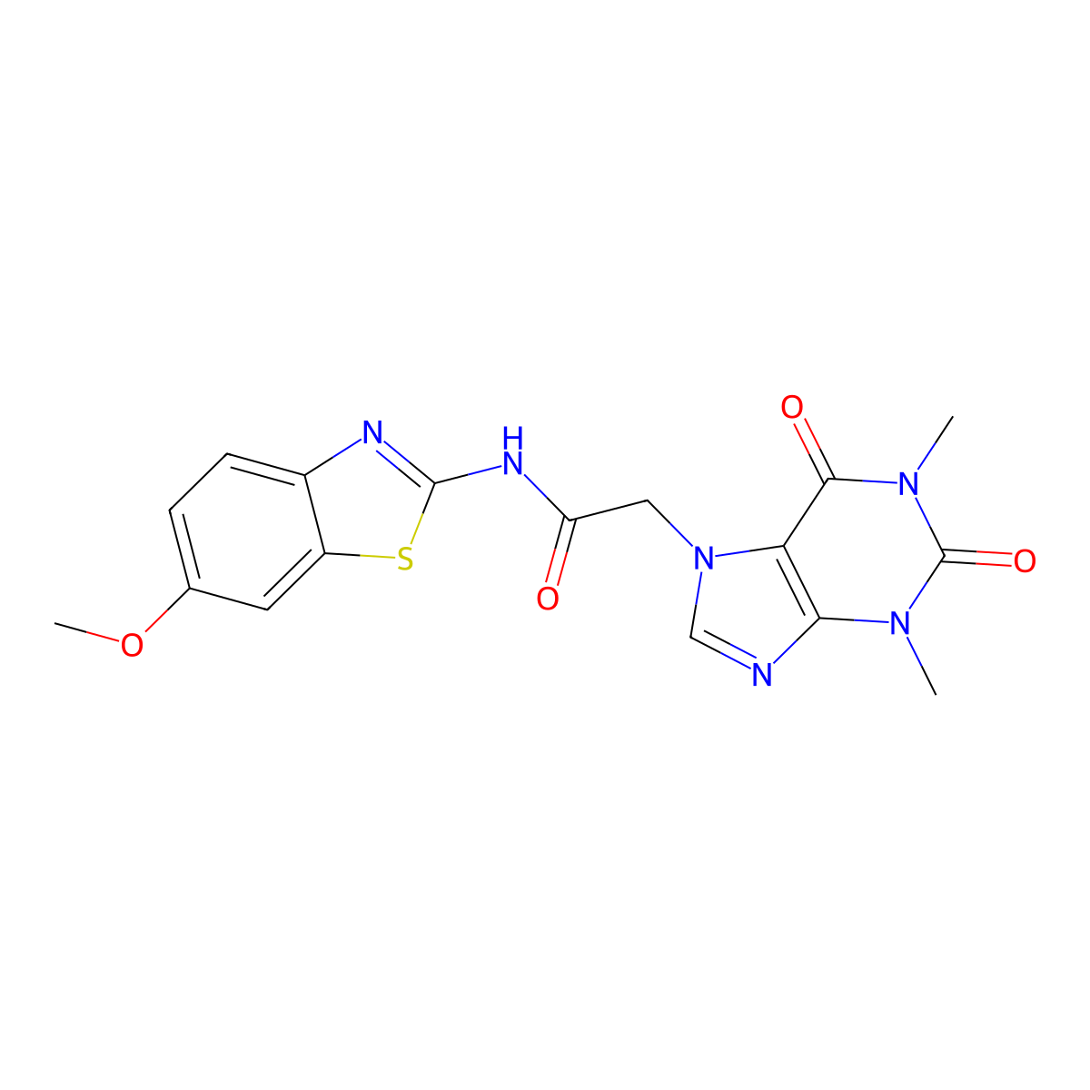 2-(1,3-dimethyl-2,6-dioxo-1,2,3,6-tetrahydro-7H-purin-7-yl)-N-(6-methoxy-1,3-benzothiazol-2-yl)acetamide molecular structure, CAS 349441-25-4