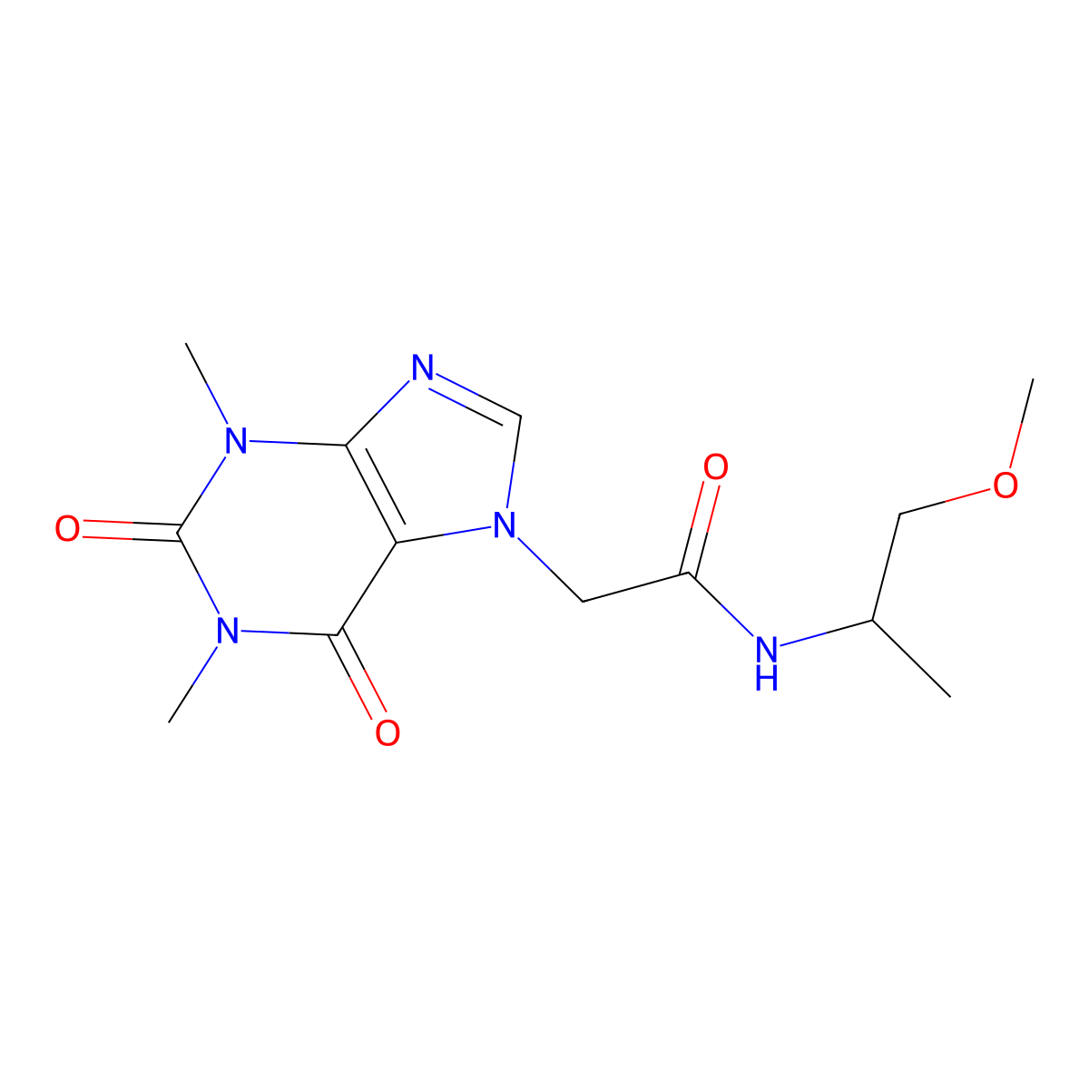 2-(1,3-dimethyl-2,6-dioxopurin-7-yl)-N-(1-methoxypropan-2-yl)acetamide molecular structure, CAS 349441-26-5