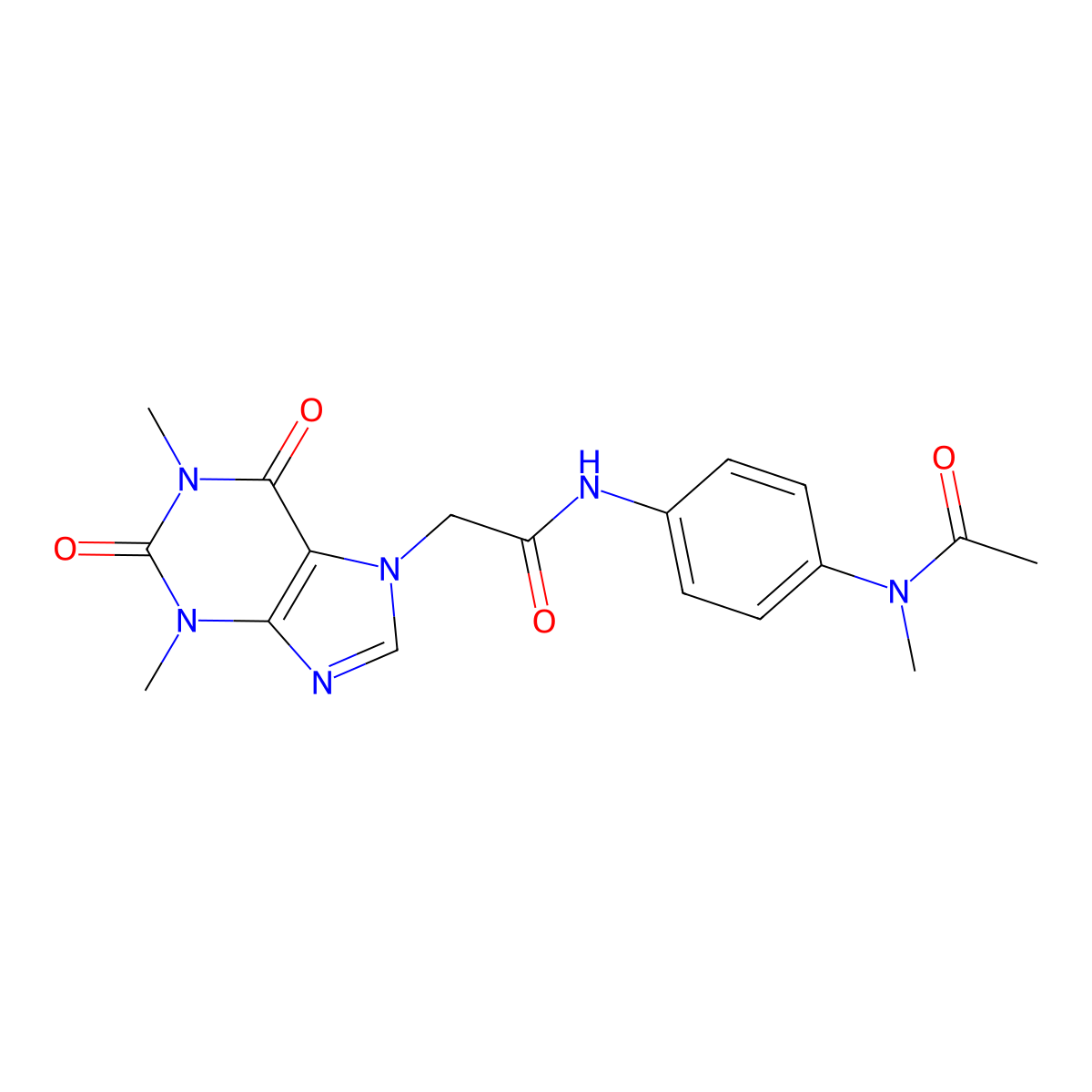 N-(4-{[(1,3-dimethyl-2,6-dioxo-1,2,3,6-tetrahydro-7H-purin-7-yl)acetyl]amino}phenyl)-N-methylacetamide molecular structure, CAS 349441-27-6