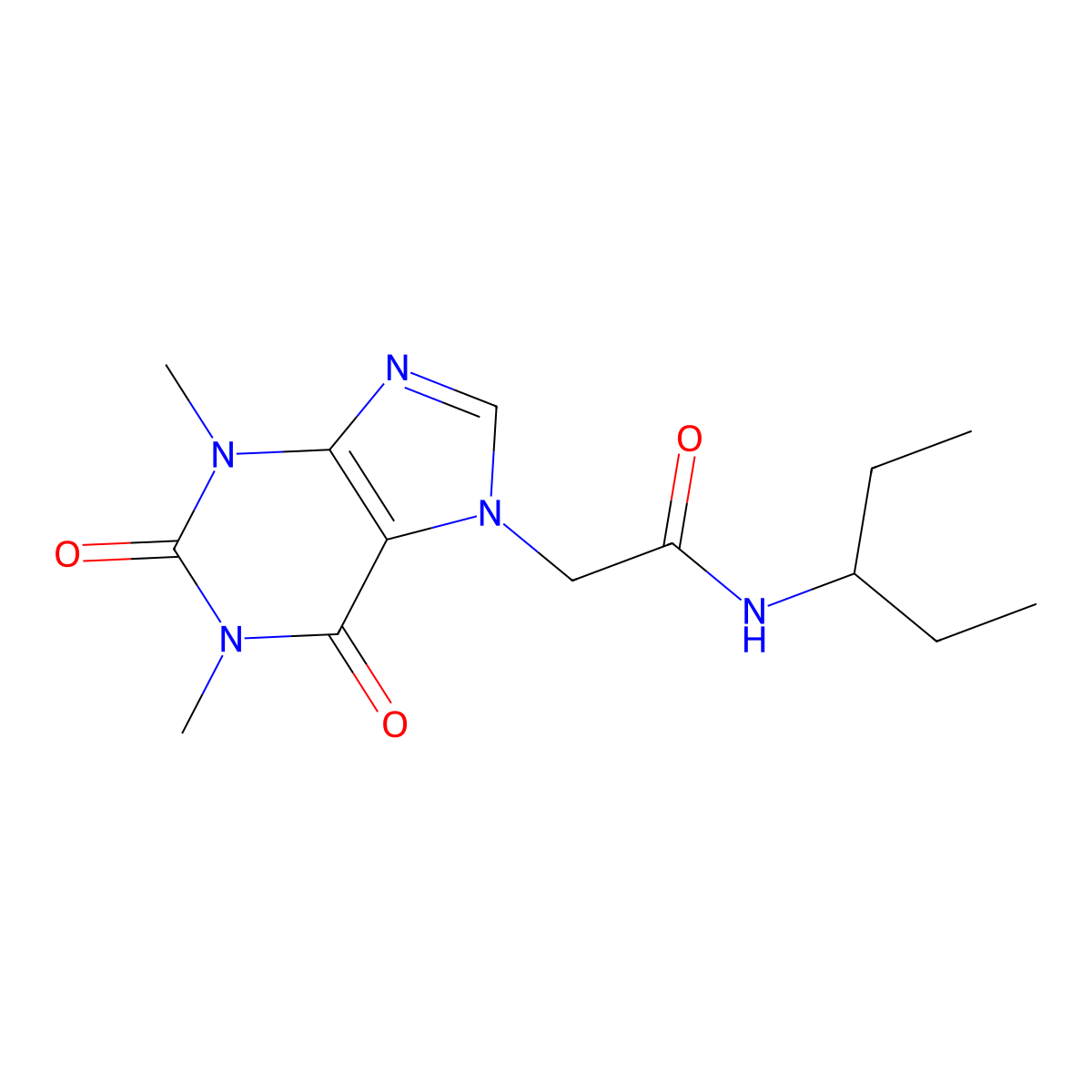 2-(1,3-dimethyl-2,6-dioxopurin-7-yl)-N-pentan-3-ylacetamide molecular structure, CAS 349441-32-3