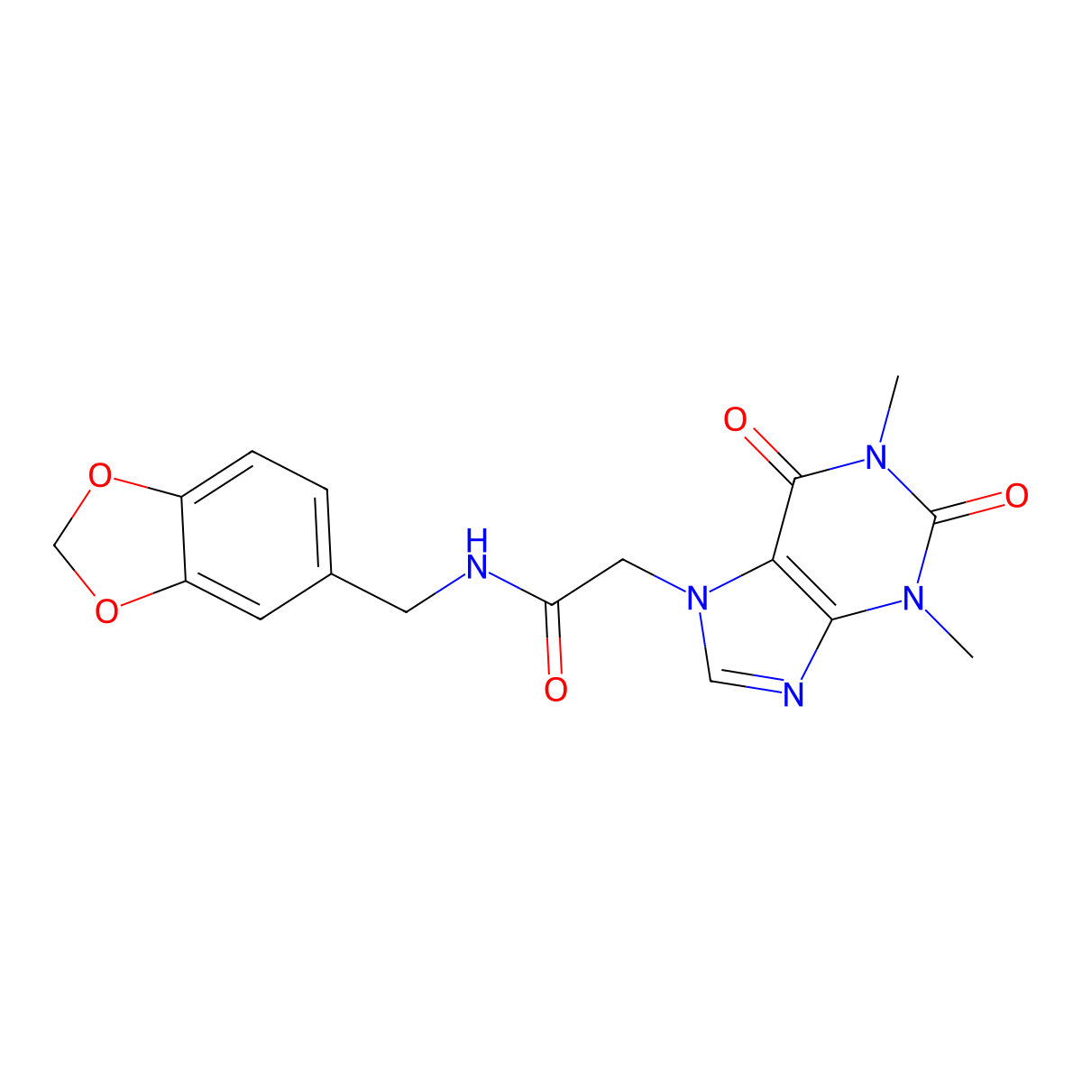 N-(1,3-benzodioxol-5-ylmethyl)-2-(1,3-dimethyl-2,6-dioxo-1,2,3,6-tetrahydro-7H-purin-7-yl)acetamide molecular structure, CAS 349441-35-6