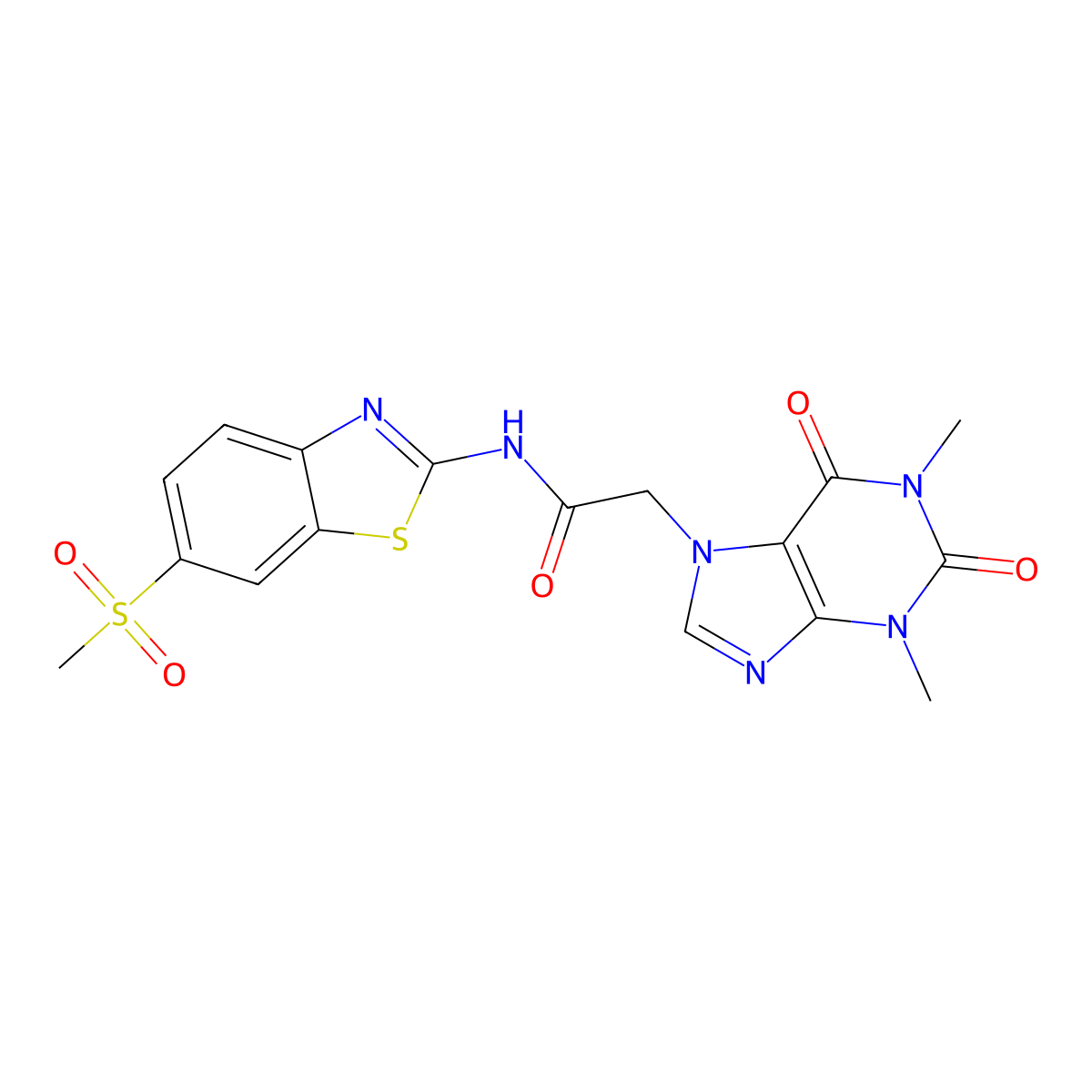 2-(1,3-dimethyl-2,6-dioxo-1,2,3,6-tetrahydro-7H-purin-7-yl)-N-[6-(methylsulfonyl)-1,3-benzothiazol-2-yl]acetamide molecular structure, CAS 349441-36-7