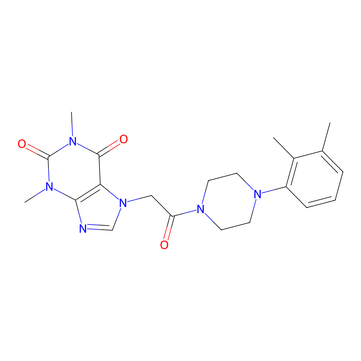 7-{2-[4-(2,3-dimethylphenyl)piperazin-1-yl]-2-oxoethyl}-1,3-dimethyl-3,7-dihydro-1H-purine-2,6-dione molecular structure, CAS 349441-41-4