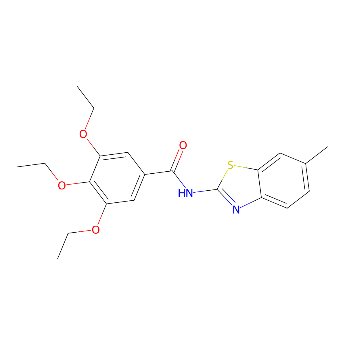 3,4,5-triethoxy-N-(6-methyl-1,3-benzothiazol-2-yl)benzamide molecular structure, CAS 349441-50-5