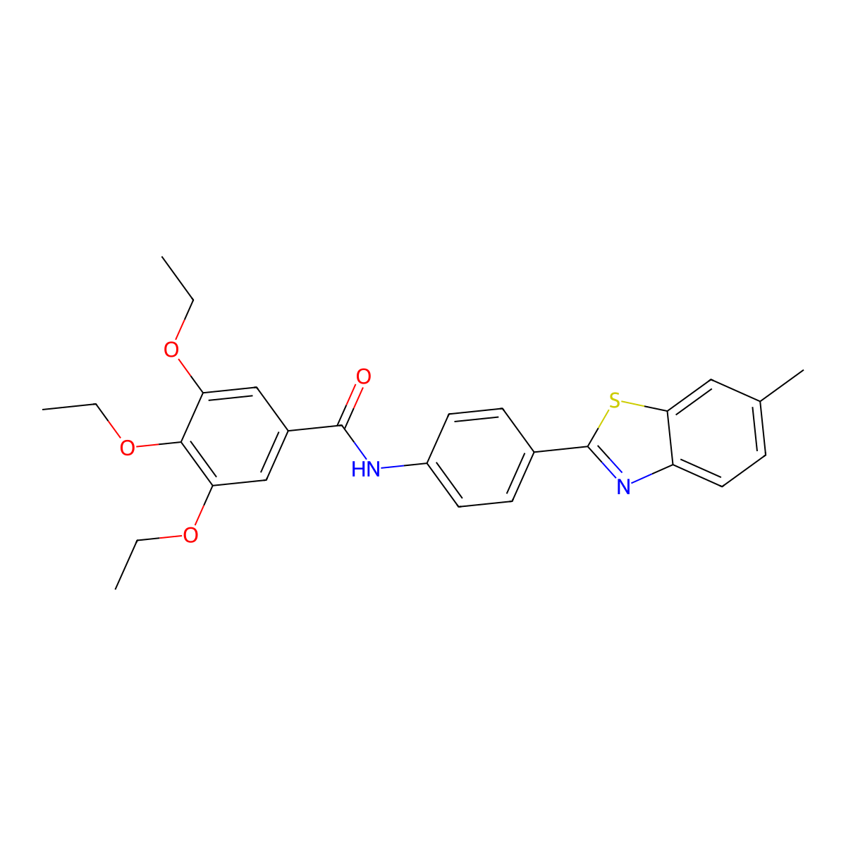 3,4,5-triethoxy-N-[4-(6-methyl-1,3-benzothiazol-2-yl)phenyl]benzamide molecular structure, CAS 349441-59-4