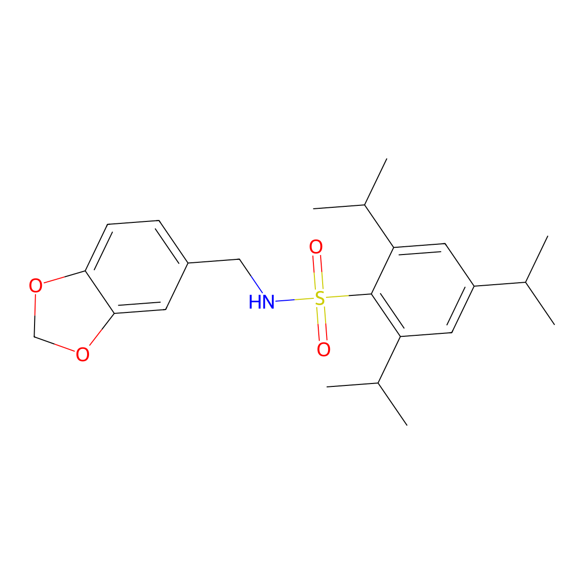 N-(1,3-benzodioxol-5-ylmethyl)-2,4,6-tri(propan-2-yl)benzenesulfonamide molecular structure, CAS 349441-76-5