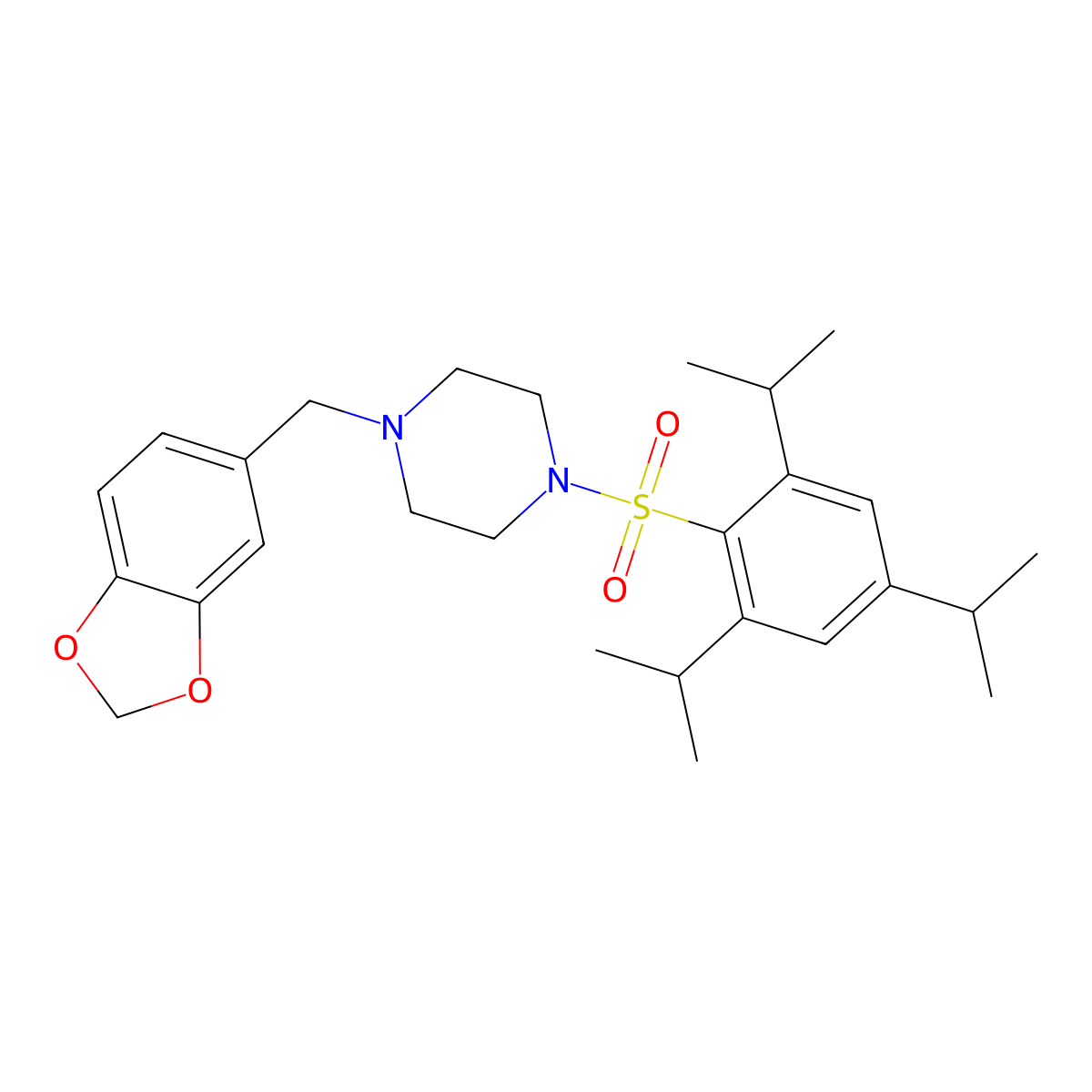 1-(1,3-Benzodioxol-5-ylmethyl)-4-[(2,4,6-triisopropylphenyl)sulfonyl]piperazine molecular structure, CAS 349441-79-8