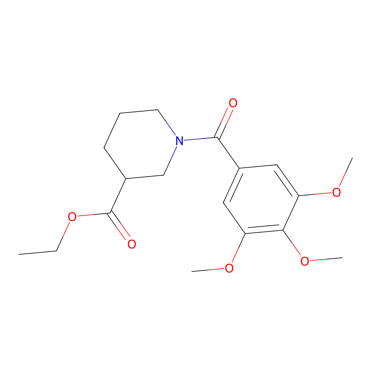 Ethyl 1-(3,4,5-trimethoxybenzoyl)piperidine-3-carboxylate molecular structure, CAS 349441-88-9
