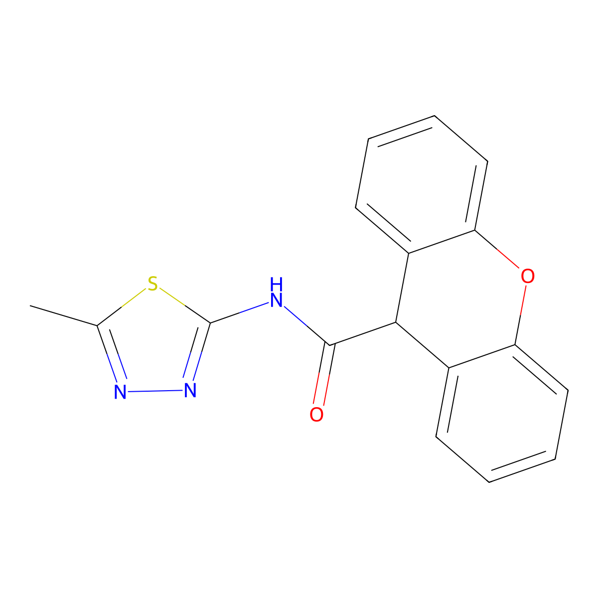 N-(5-methyl-1,3,4-thiadiazol-2-yl)-9H-xanthene-9-carboxamide molecular structure, CAS 349441-94-7