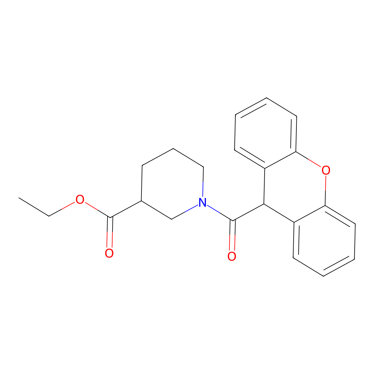 ethyl 1-(9H-xanthene-9-carbonyl)piperidine-3-carboxylate molecular structure, CAS 349442-02-0