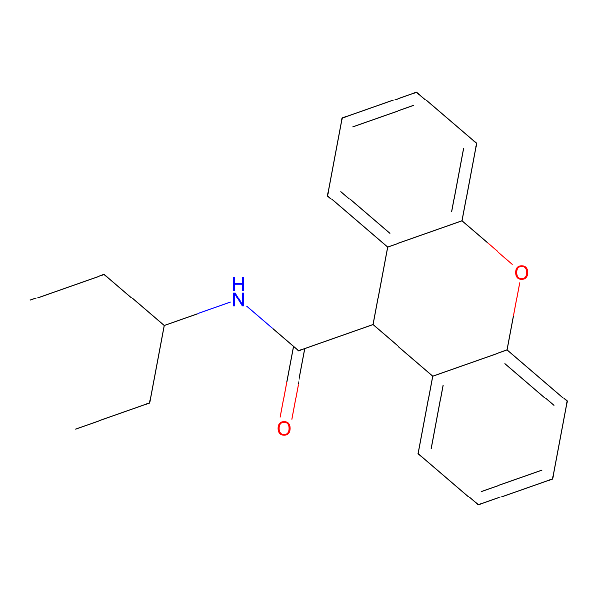 N-(1-ethylpropyl)-9H-xanthene-9-carboxamide molecular structure, CAS 349442-03-1