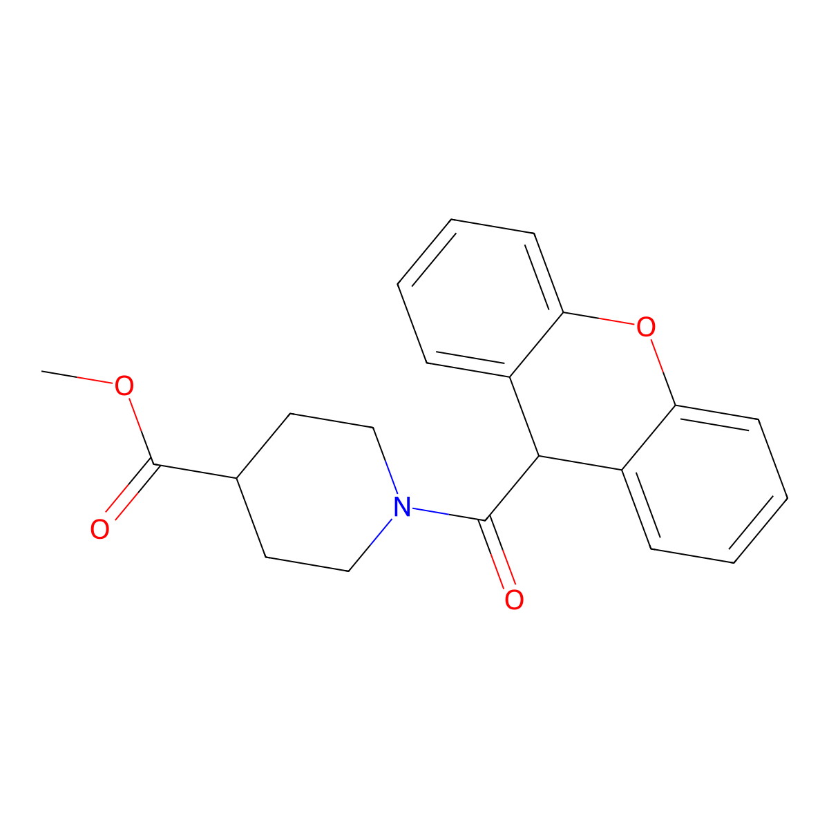 methyl 1-(9H-xanthene-9-carbonyl)piperidine-4-carboxylate molecular structure, CAS 349442-05-3
