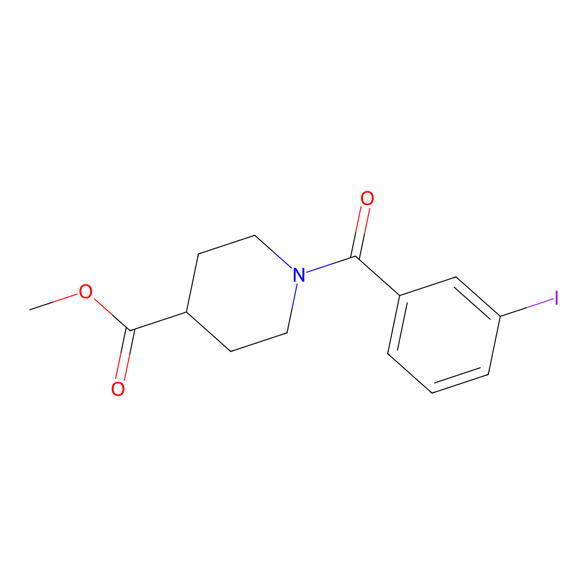 Methyl 1-(3-iodobenzoyl)piperidine-4-carboxylate molecular structure, CAS 349442-26-8