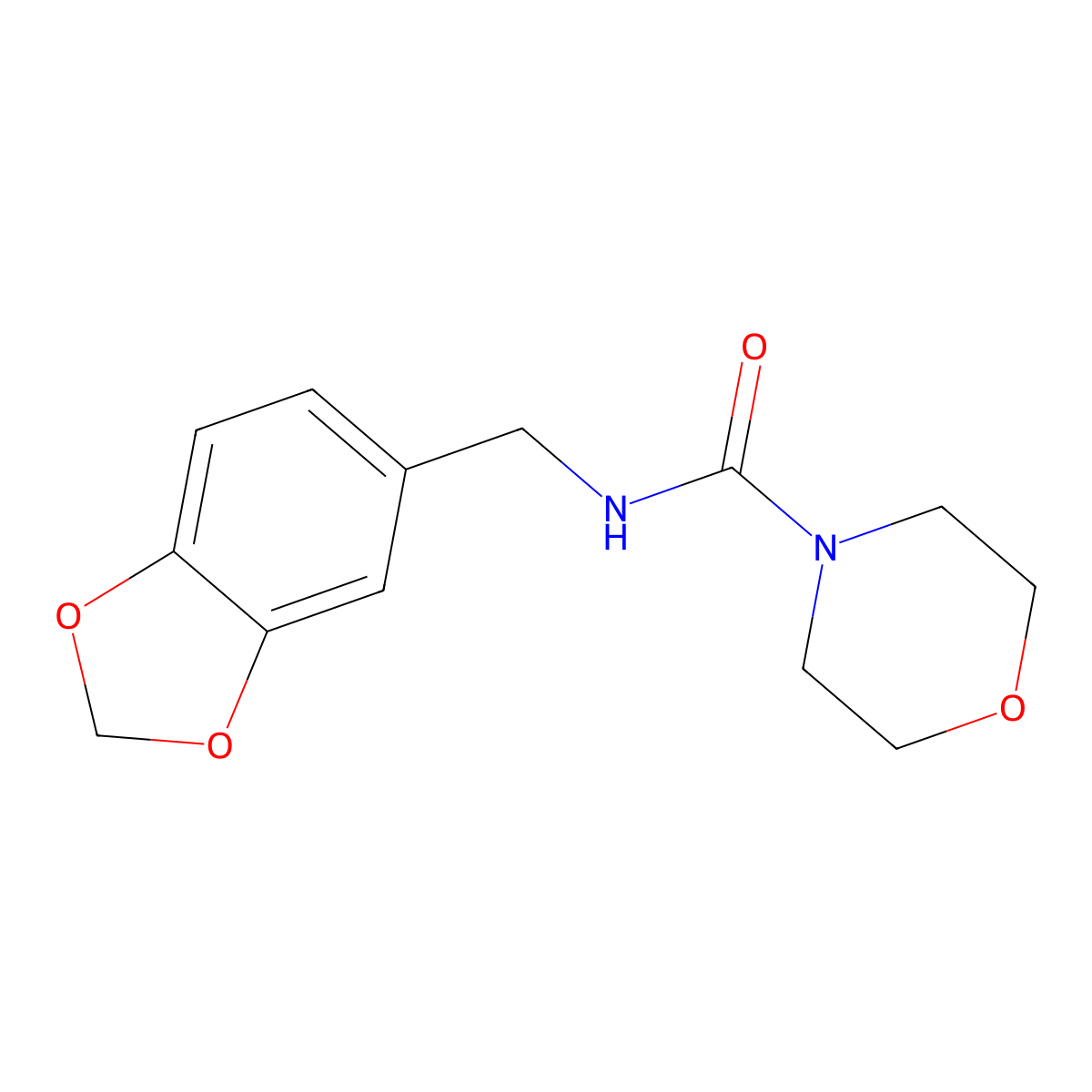 N-(1,3-benzodioxol-5-ylmethyl)morpholine-4-carboxamide molecular structure, CAS 349442-47-3