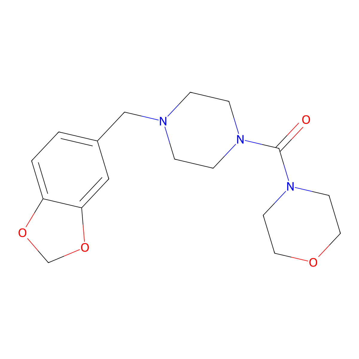 (4-(Benzo[d][1,3]dioxol-5-ylmethyl)piperazin-1-yl)(morpholino)methanone molecular structure, CAS 349442-49-5