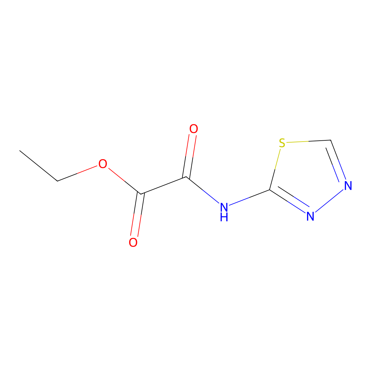 Ethyl oxo(1,3,4-thiadiazol-2-ylamino)acetate molecular structure, CAS 349442-53-1