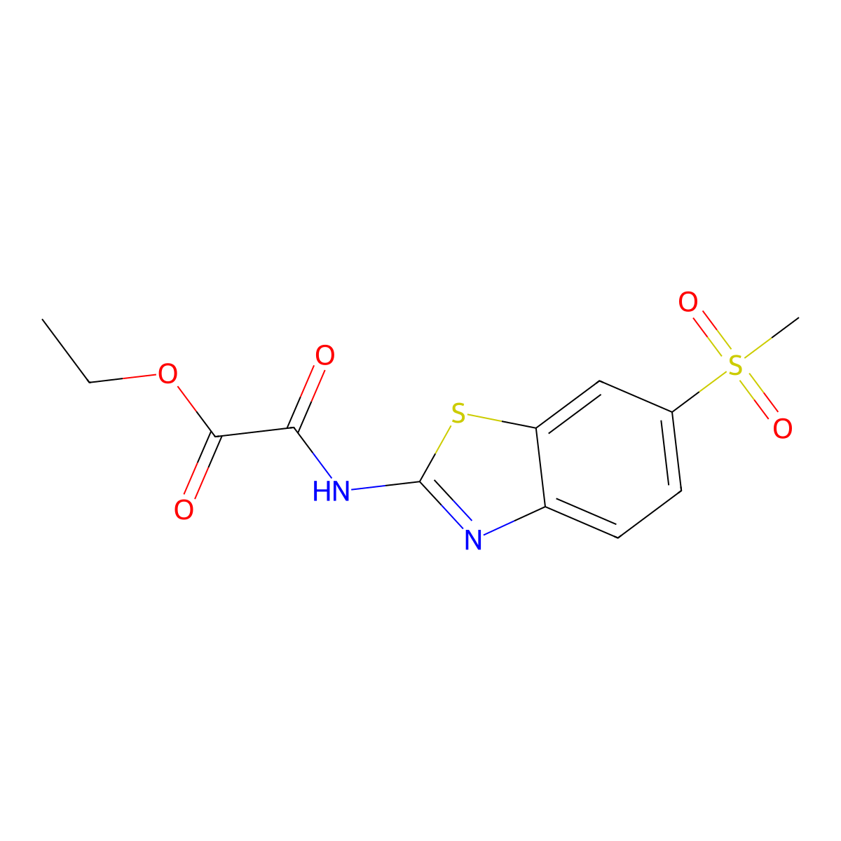 Ethyl 2-[[6-(methylsulfonyl)-2-benzothiazolyl]amino]-2-oxoacetate molecular structure, CAS 349442-64-4