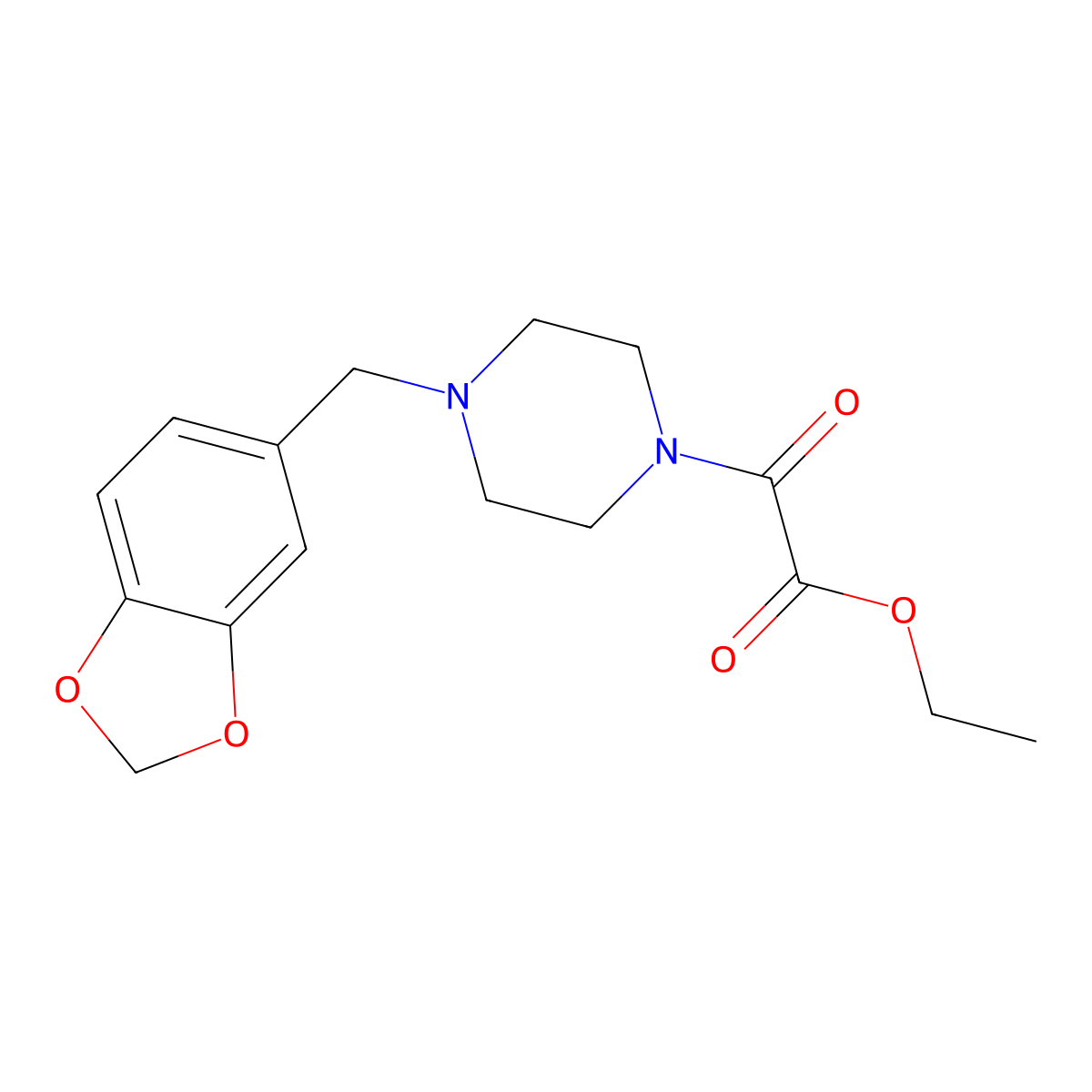 Ethyl 2-[4-(1,3-benzodioxol-5-ylmethyl)piperazin-1-yl]-2-oxoacetate molecular structure, CAS 349442-66-6