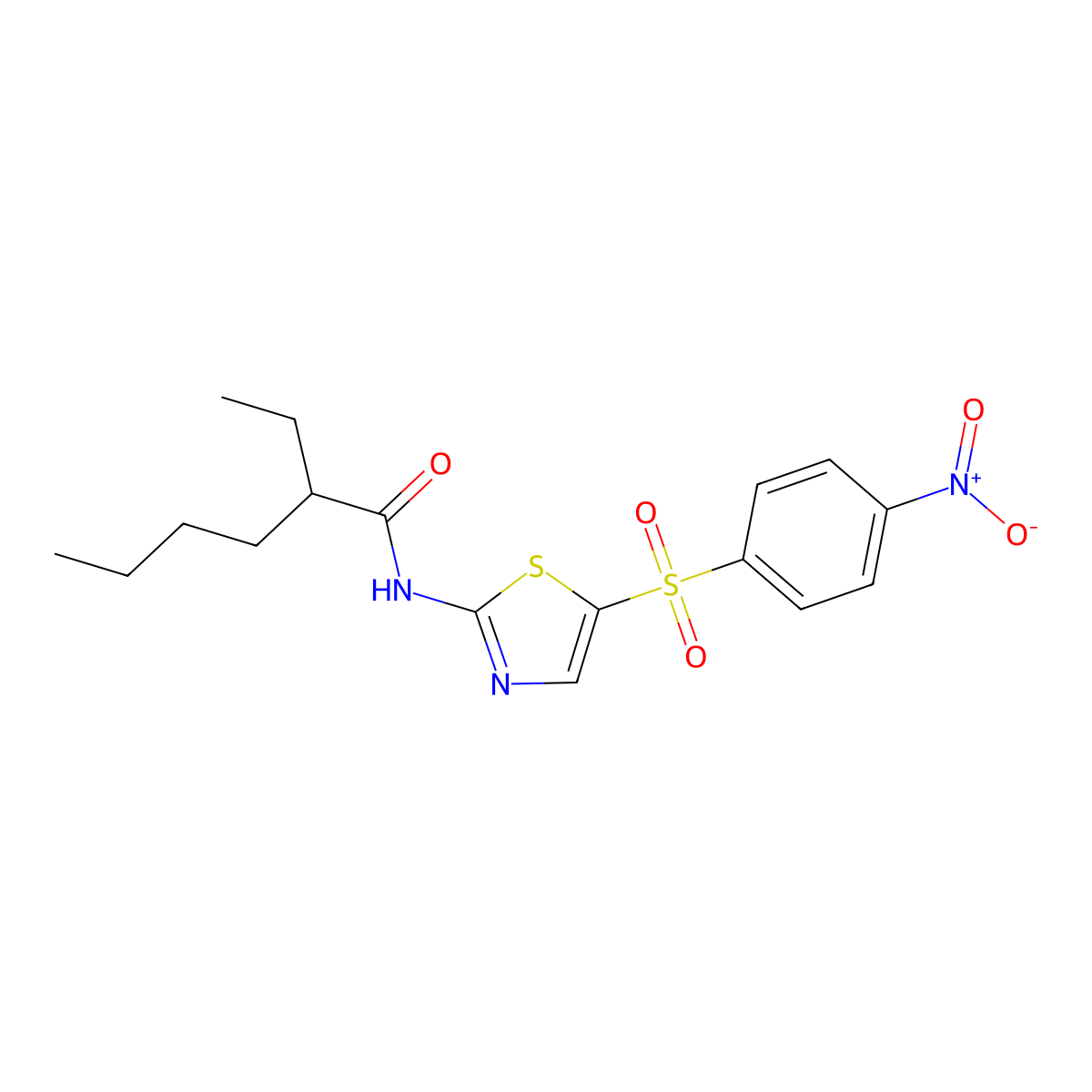 2-ethyl-N-{5-[(4-nitrophenyl)sulfonyl]-1,3-thiazol-2-yl}hexanamide molecular structure, CAS 349442-85-9