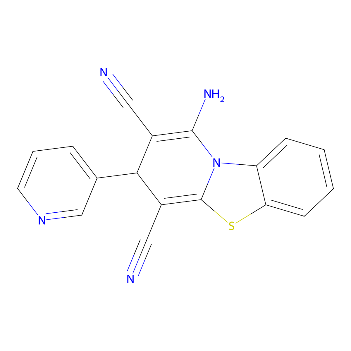 1-amino-3-pyridin-3-yl-3H-pyrido[2,1-b][1,3]benzothiazole-2,4-dicarbonitrile molecular structure, CAS 349444-34-4