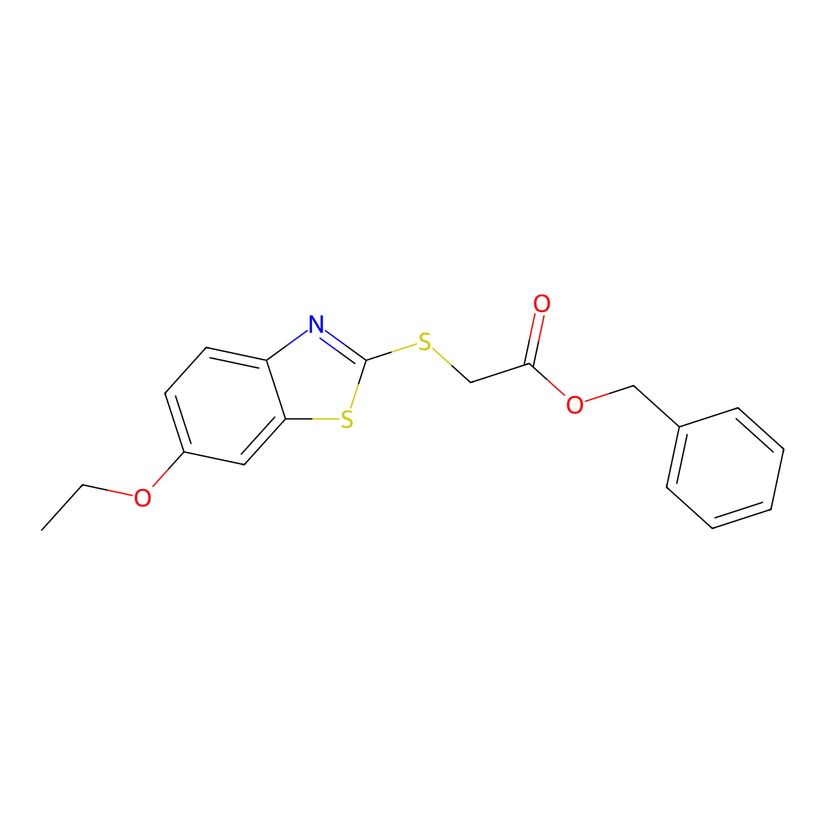 Benzyl 2-[(6-ethoxy-1,3-benzothiazol-2-yl)sulfanyl]acetate molecular structure, CAS 349445-02-9