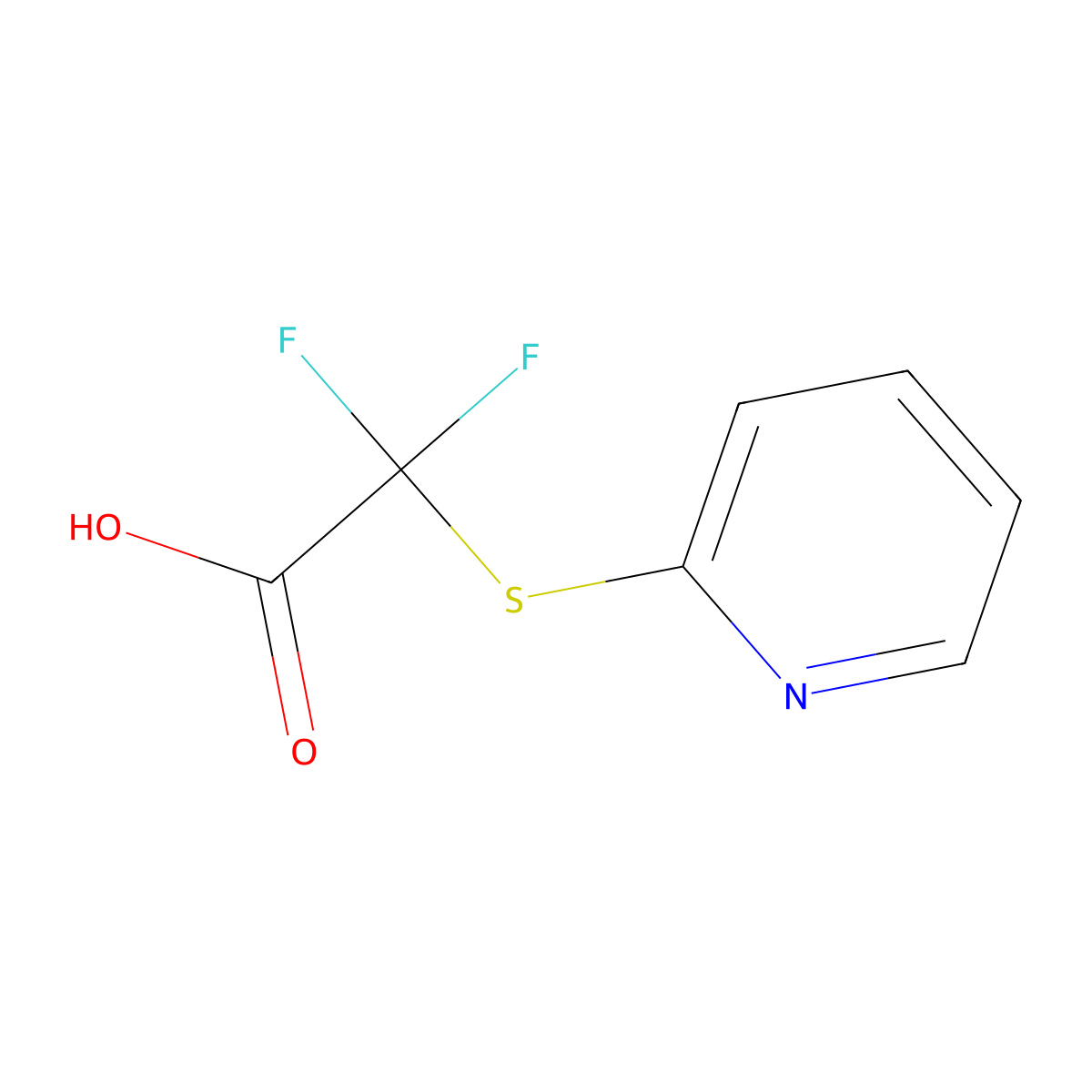 2,2-Difluoro-2-(2-pyridinylthio)acetic acid molecular structure, CAS 349445-53-0