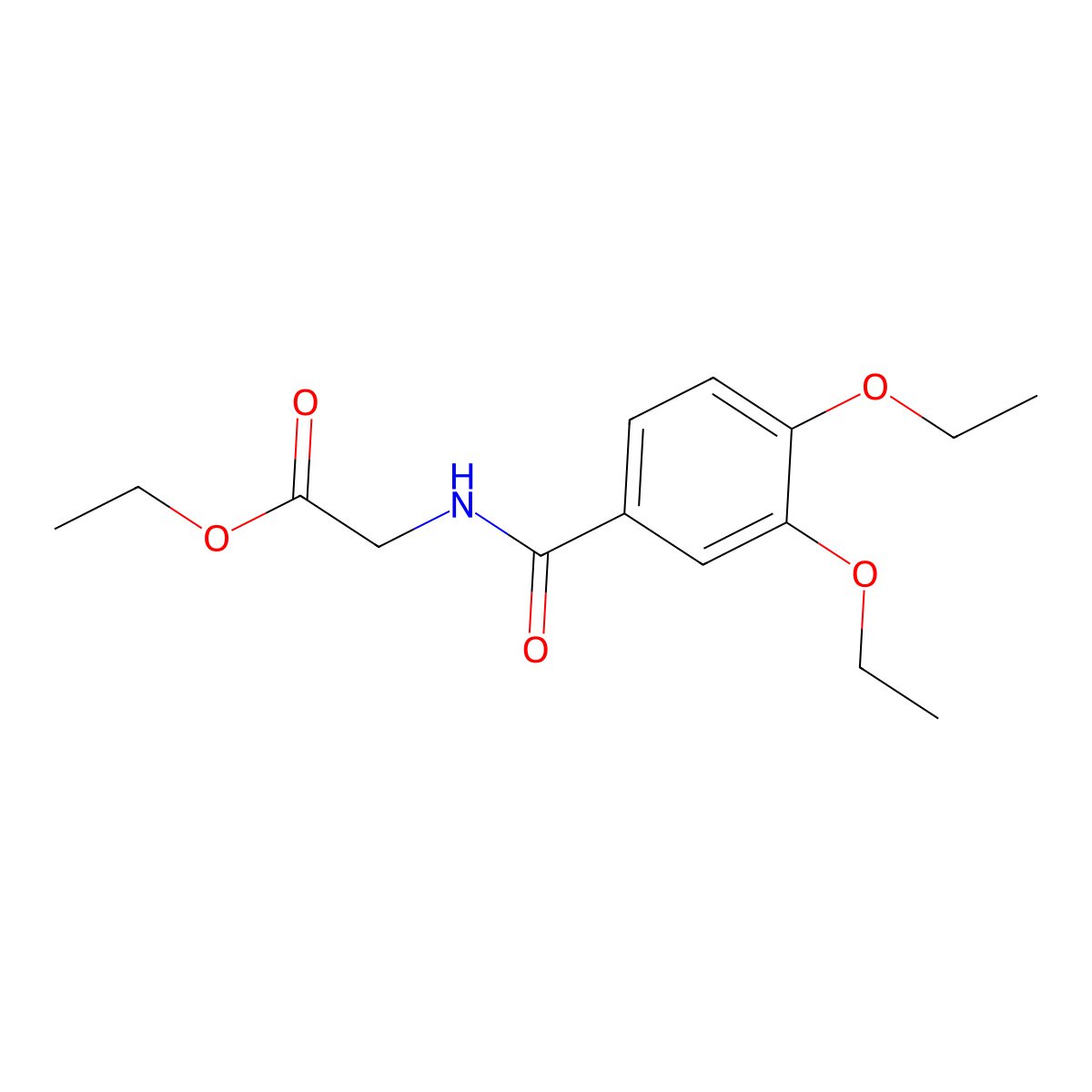 Ethyl 2-[(3,4-diethoxybenzoyl)amino]acetate molecular structure, CAS 349446-82-8