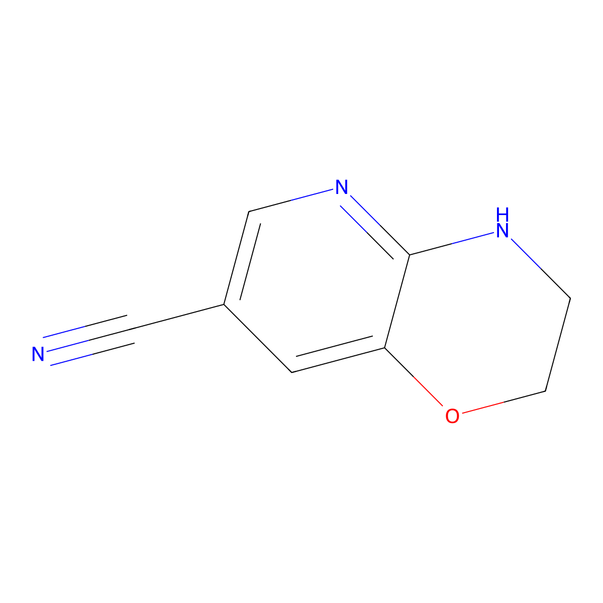 3,4-Dihydro-2H-pyrido[3,2-b][1,4]oxazine-7-carbonitrile molecular structure, CAS 34945-66-9