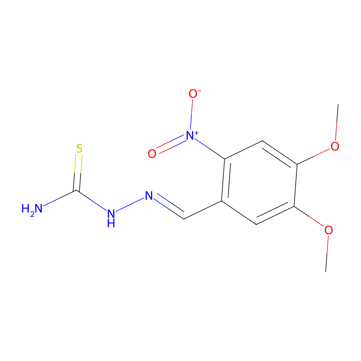[(4,5-Dimethoxy-2-nitrophenyl)methylideneamino]thiourea molecular structure, CAS 349463-45-2