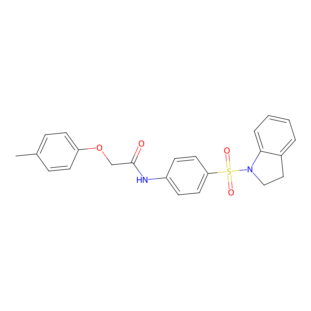 N-[4-(2,3-dihydro-1H-indol-1-ylsulfonyl)phenyl]-2-(4-methylphenoxy)acetamide molecular structure, CAS 349473-90-1