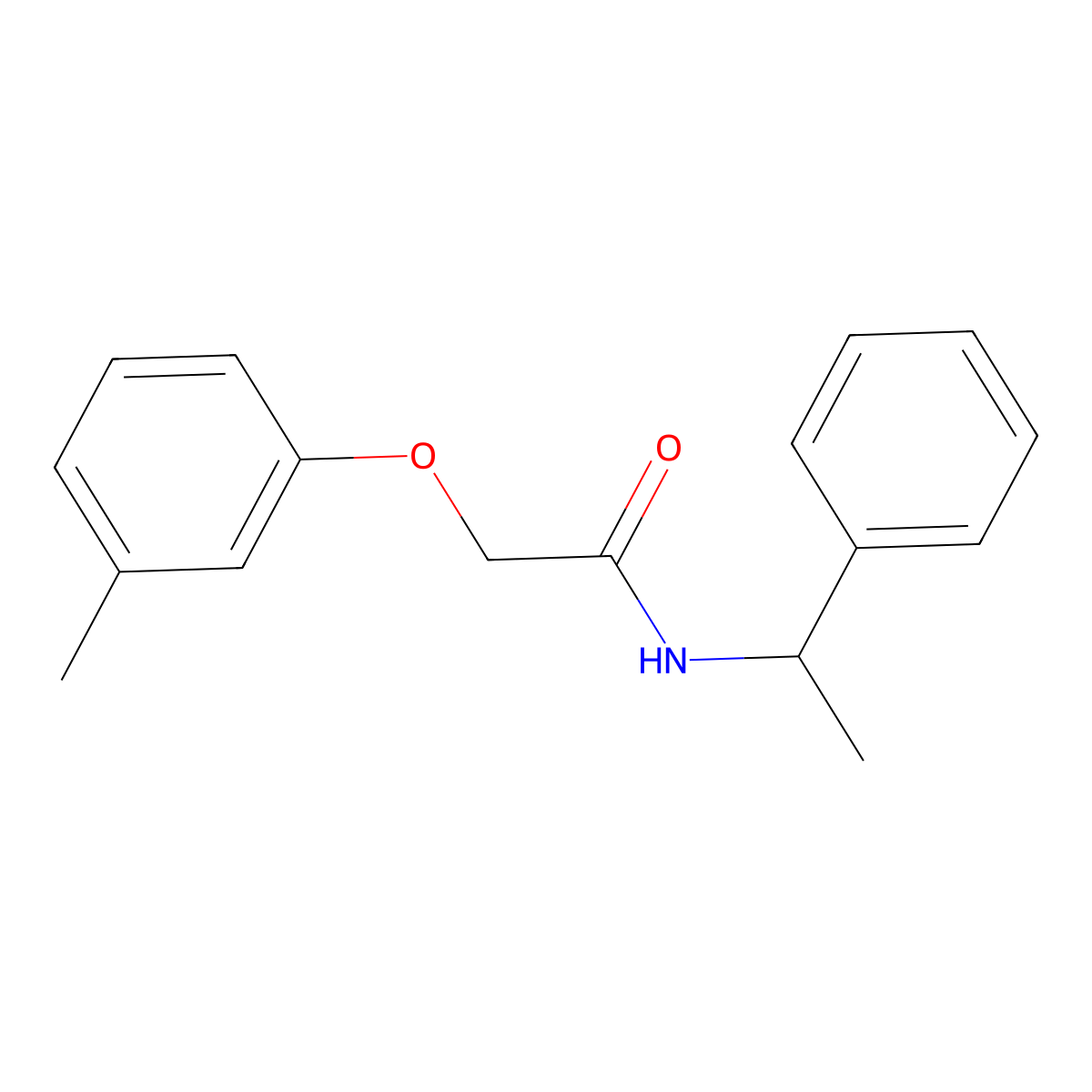 2-(3-methylphenoxy)-N-(1-phenylethyl)acetamide molecular structure, CAS 349474-22-2