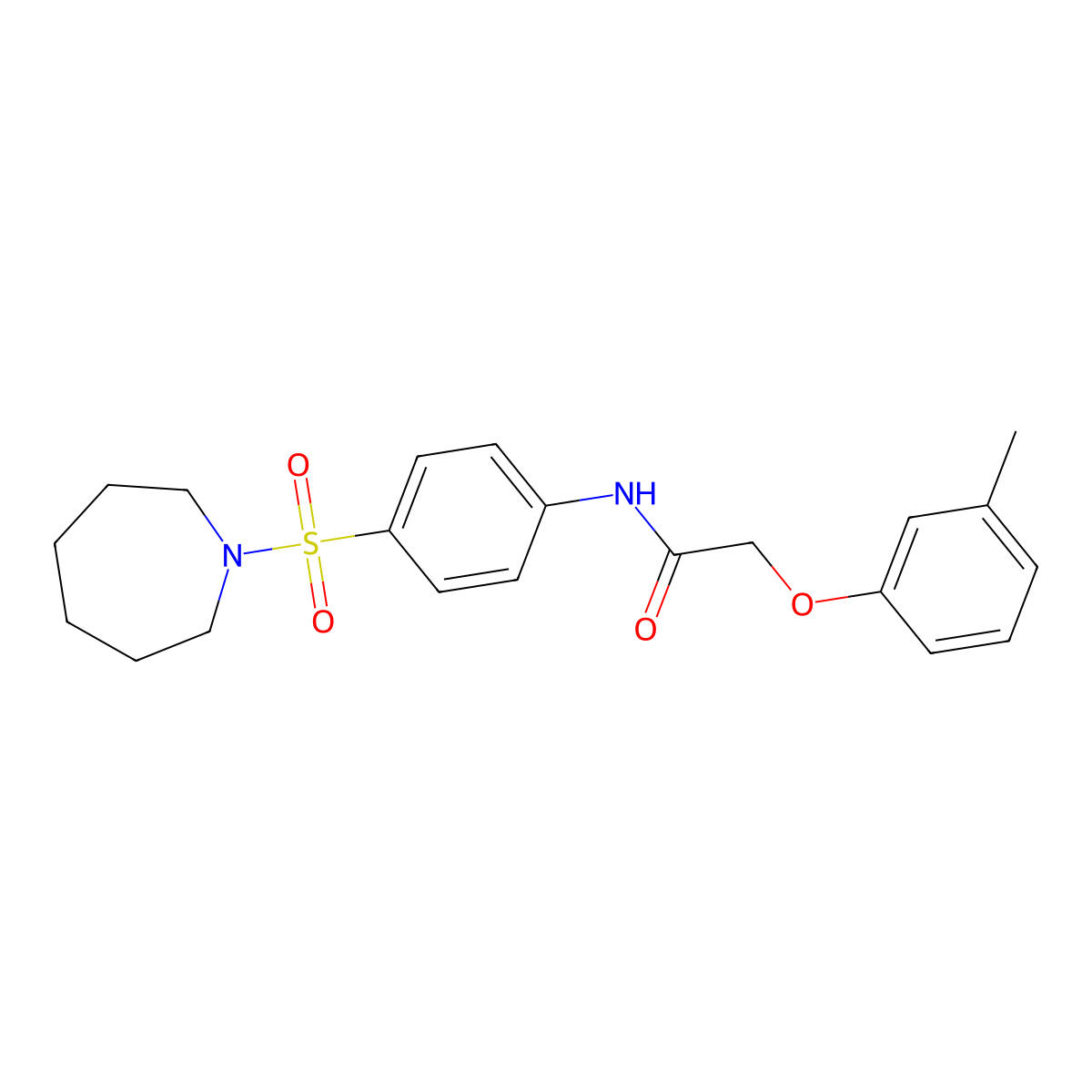 N-[4-(azepan-1-ylsulfonyl)phenyl]-2-(3-methylphenoxy)acetamide molecular structure, CAS 349474-26-6