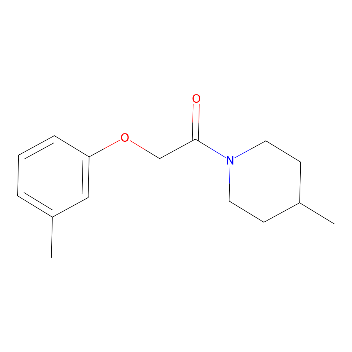 4-Methyl-1-[(3-methylphenoxy)acetyl]piperidine molecular structure, CAS 349474-28-8