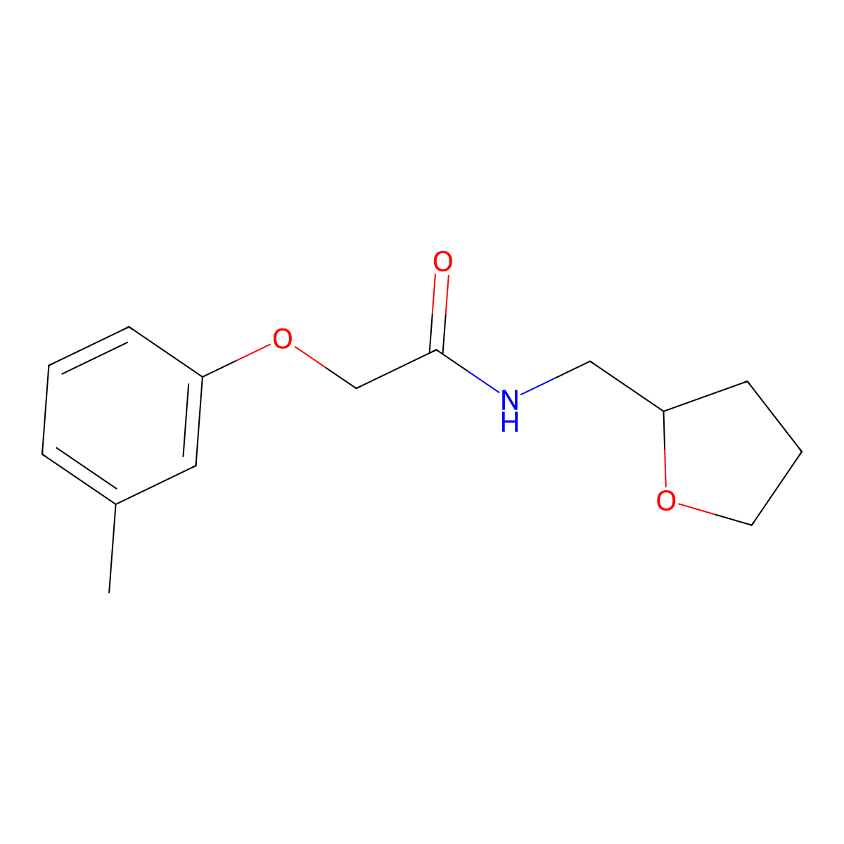 2-(3-methylphenoxy)-N-(oxolan-2-ylmethyl)acetamide molecular structure, CAS 349474-32-4