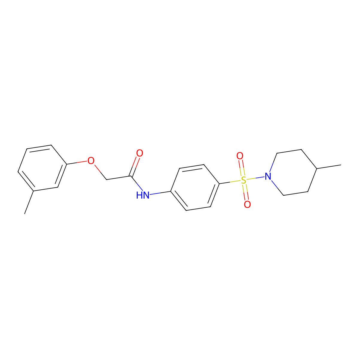 2-(3-methylphenoxy)-N-{4-[(4-methylpiperidin-1-yl)sulfonyl]phenyl}acetamide molecular structure, CAS 349474-33-5