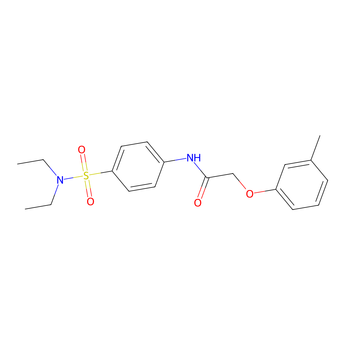 N-{4-[(diethylamino)sulfonyl]phenyl}-2-(3-methylphenoxy)acetamide molecular structure, CAS 349474-35-7