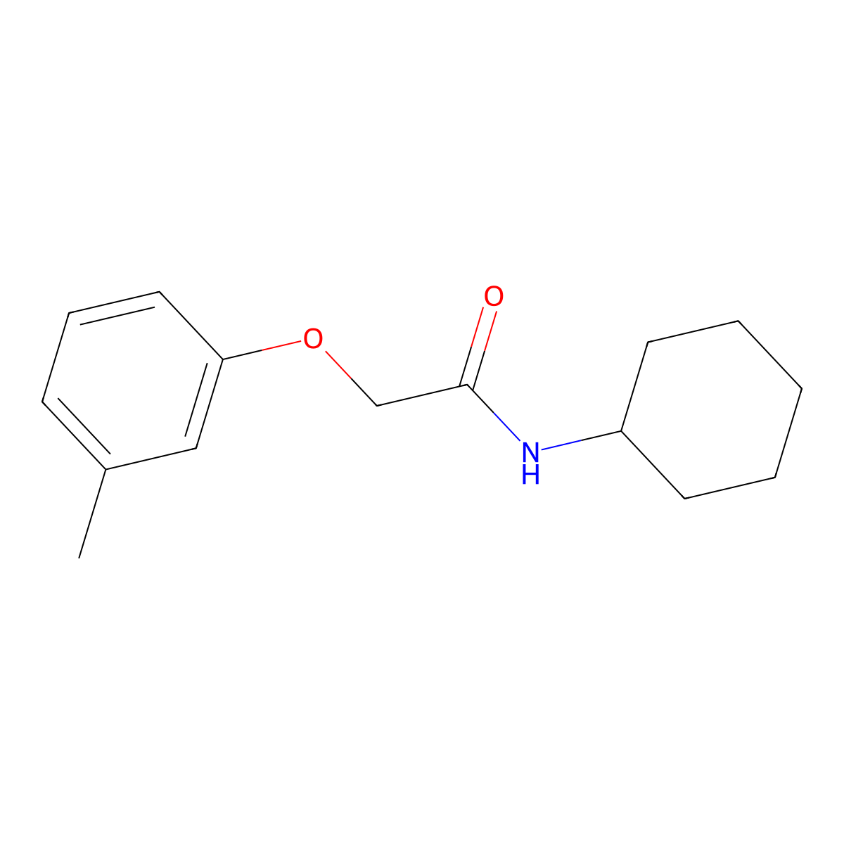 N-cyclohexyl-2-(3-methylphenoxy)acetamide molecular structure, CAS 349474-36-8